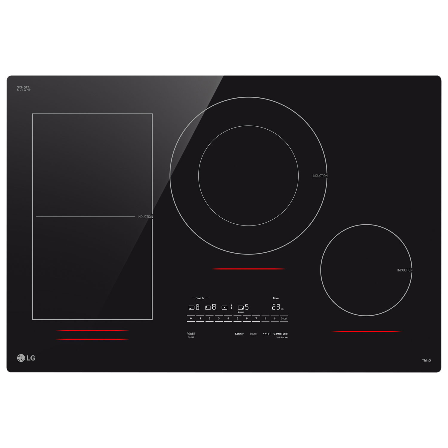 Surface de cuisson à induction de 30 po à 4 éléments de LG - Céramique noire