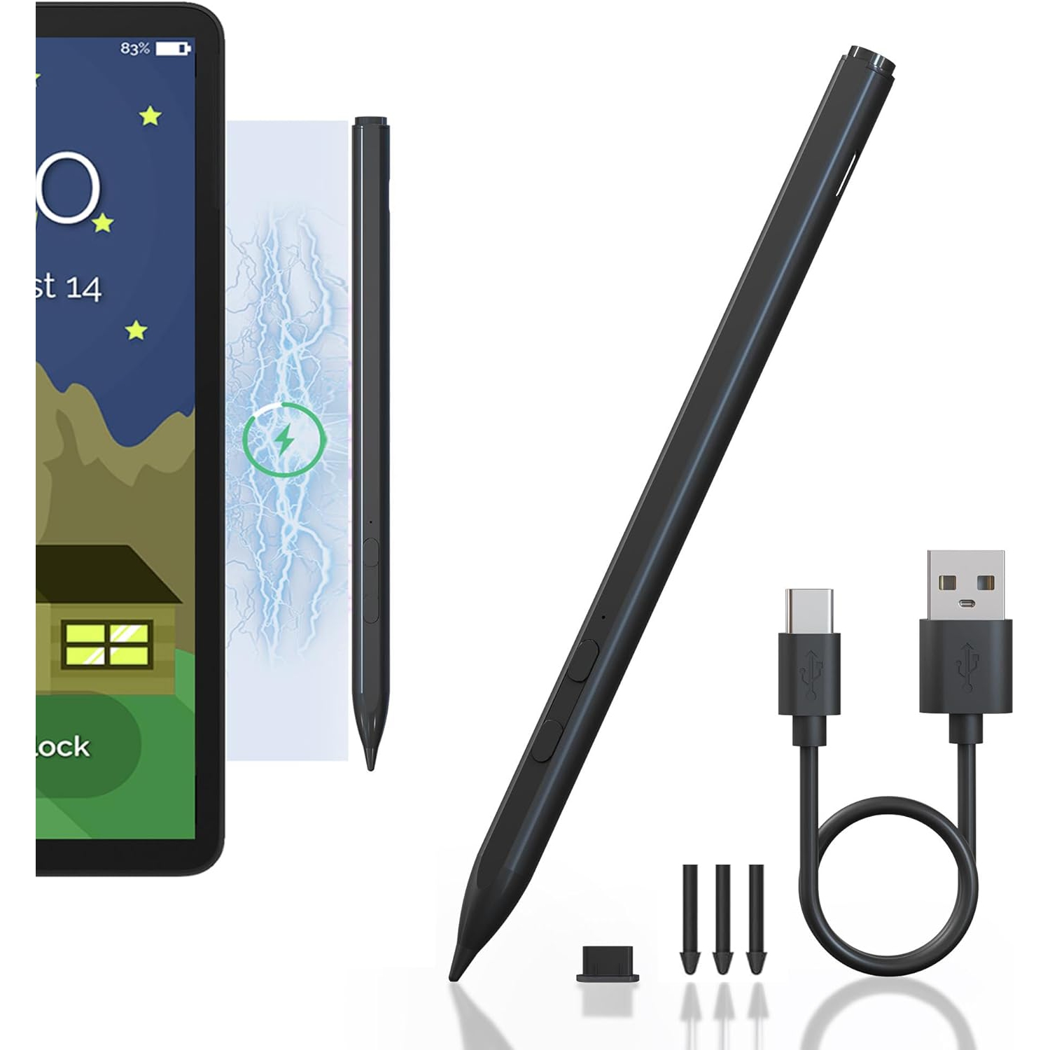 Tioleje Surface Pen for Microsoft Surface Pro, Laptop, Go, Book, Studio, and More – 4096 Pressure Sensitivity, Palm Rejection, Magnetic Design, Type-C Fast Charging