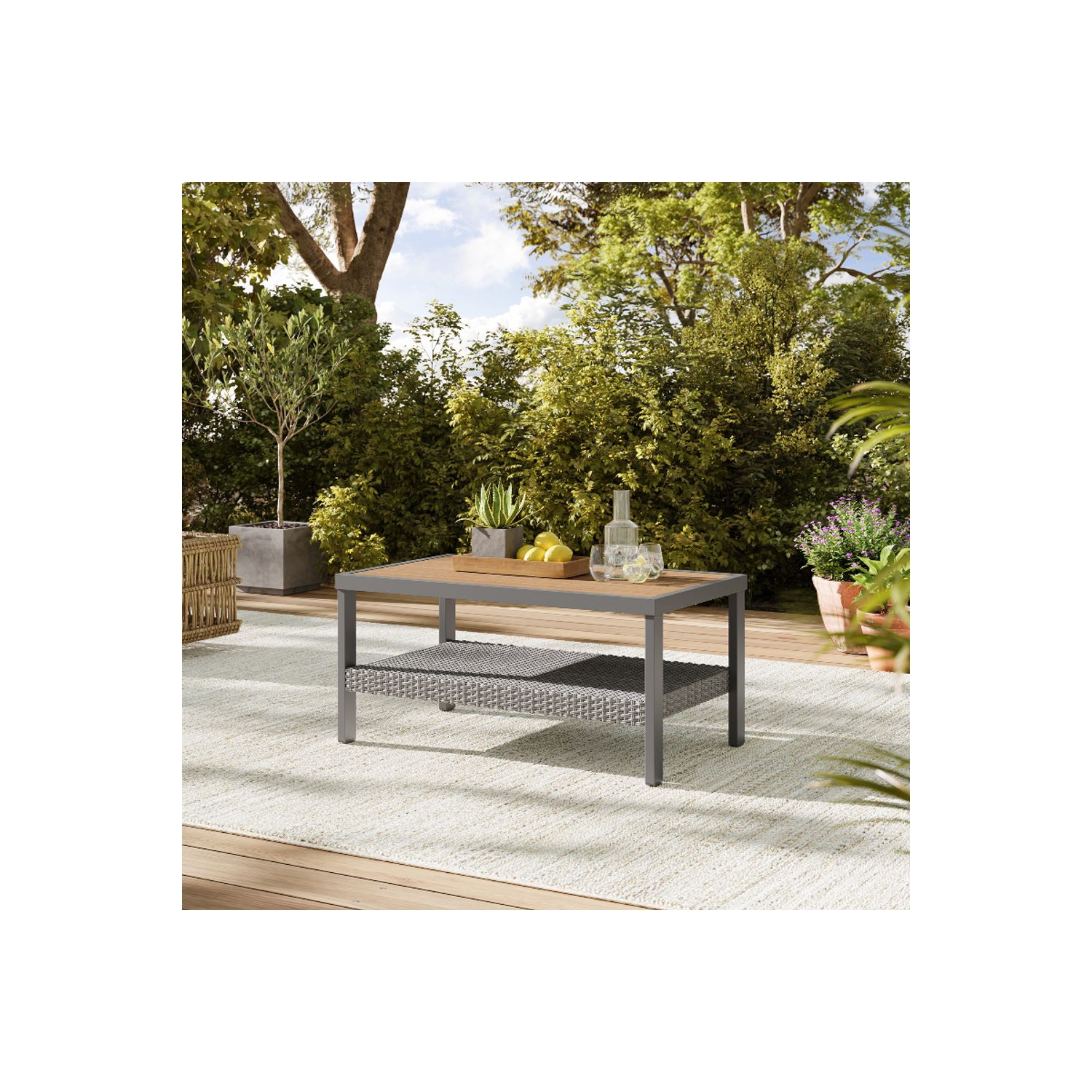 SONGMICS HOME Sencillo Collection - 4 Piece Patio Furniture Set, 2 Lounge Chairs, 1 Loveseat, 1 Coffee Table