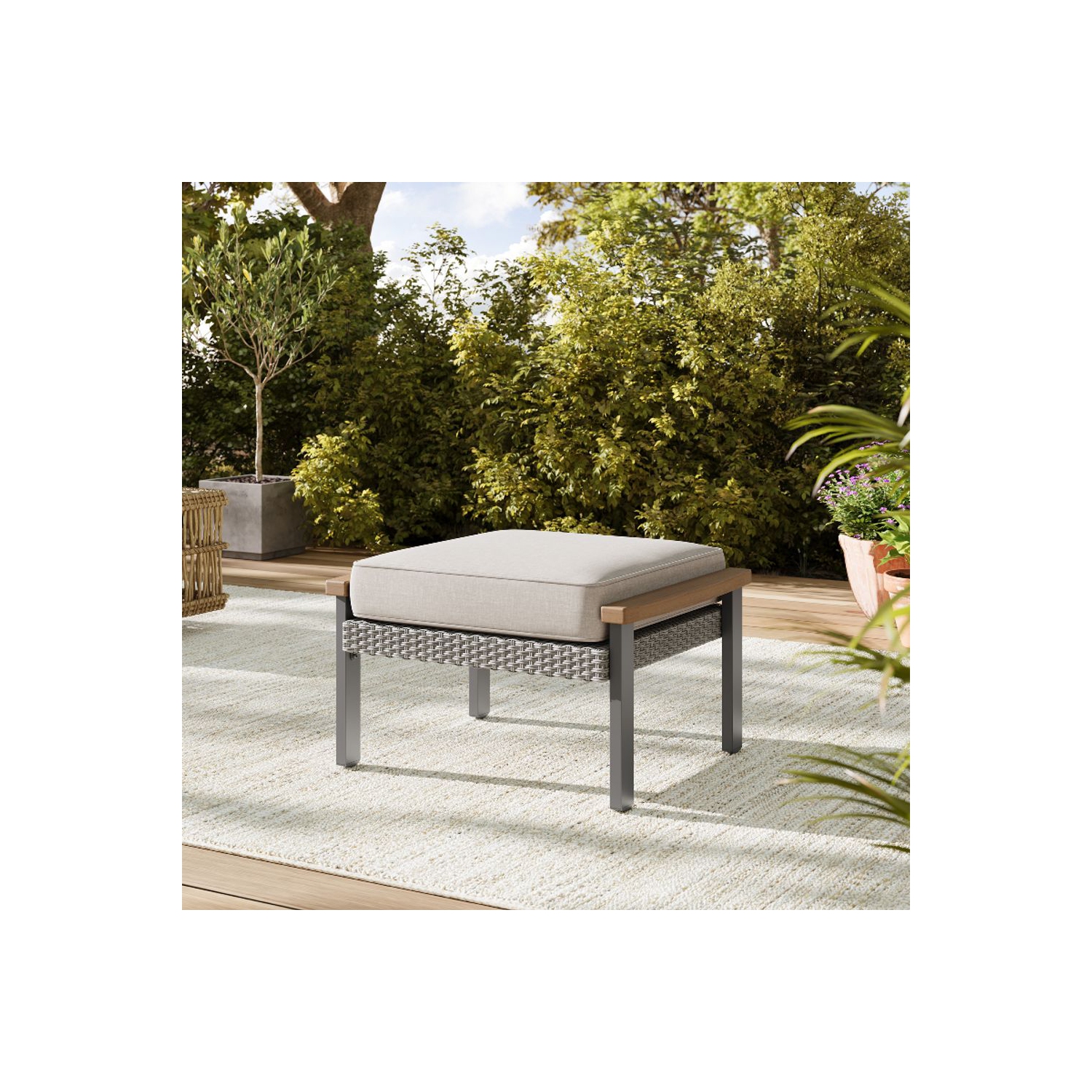 SONGMICS HOME Sencillo Collection - 5 Piece Patio Furniture Set, 2 Lounge Chairs, 2 Ottomans, 1 Coffee Table