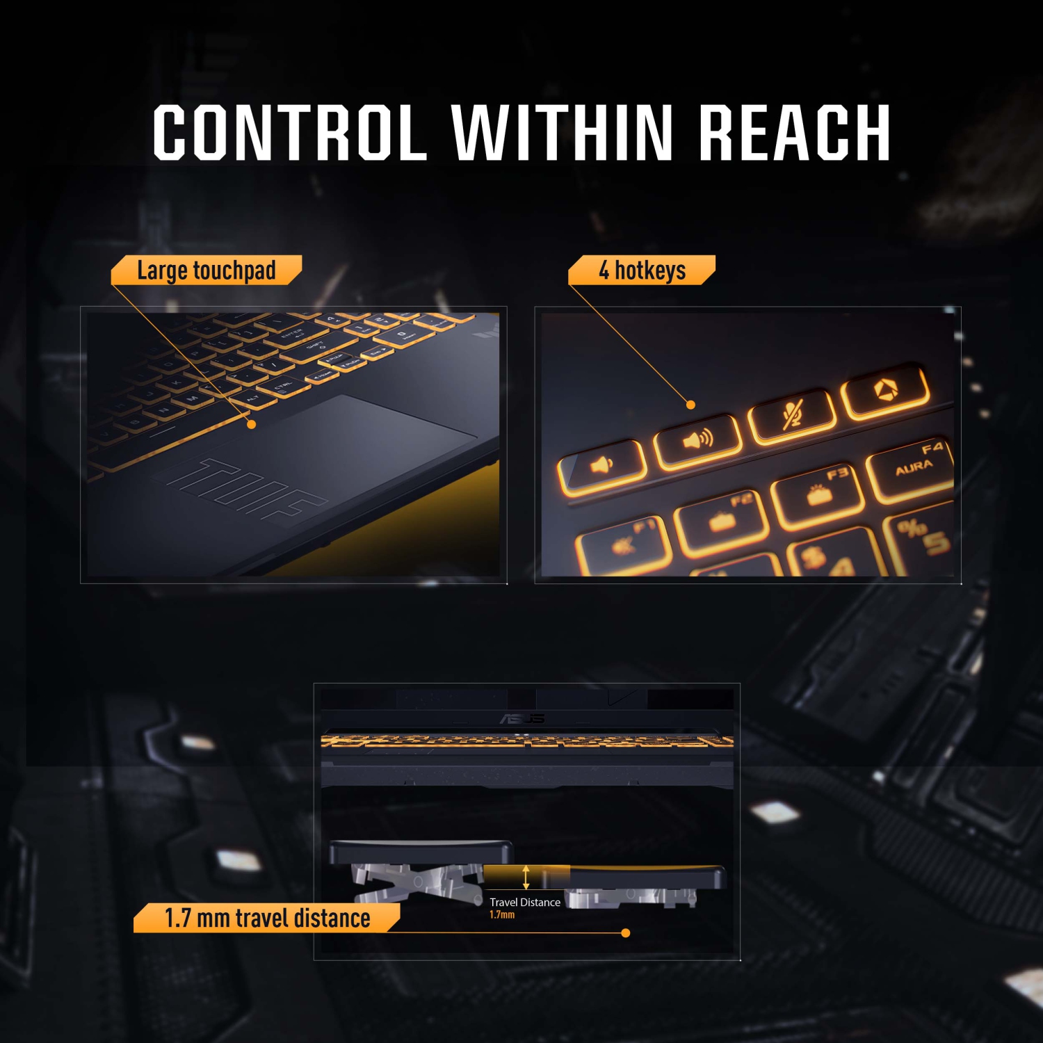 Portable de jeu TUF Gaming F16 d'ASUS (144&nbsp;Hz HD intégrale 16&nbsp;po/écran 3&nbsp;ms/processeur Core 5 210H d'Intel/GeForce RTX 4050 de