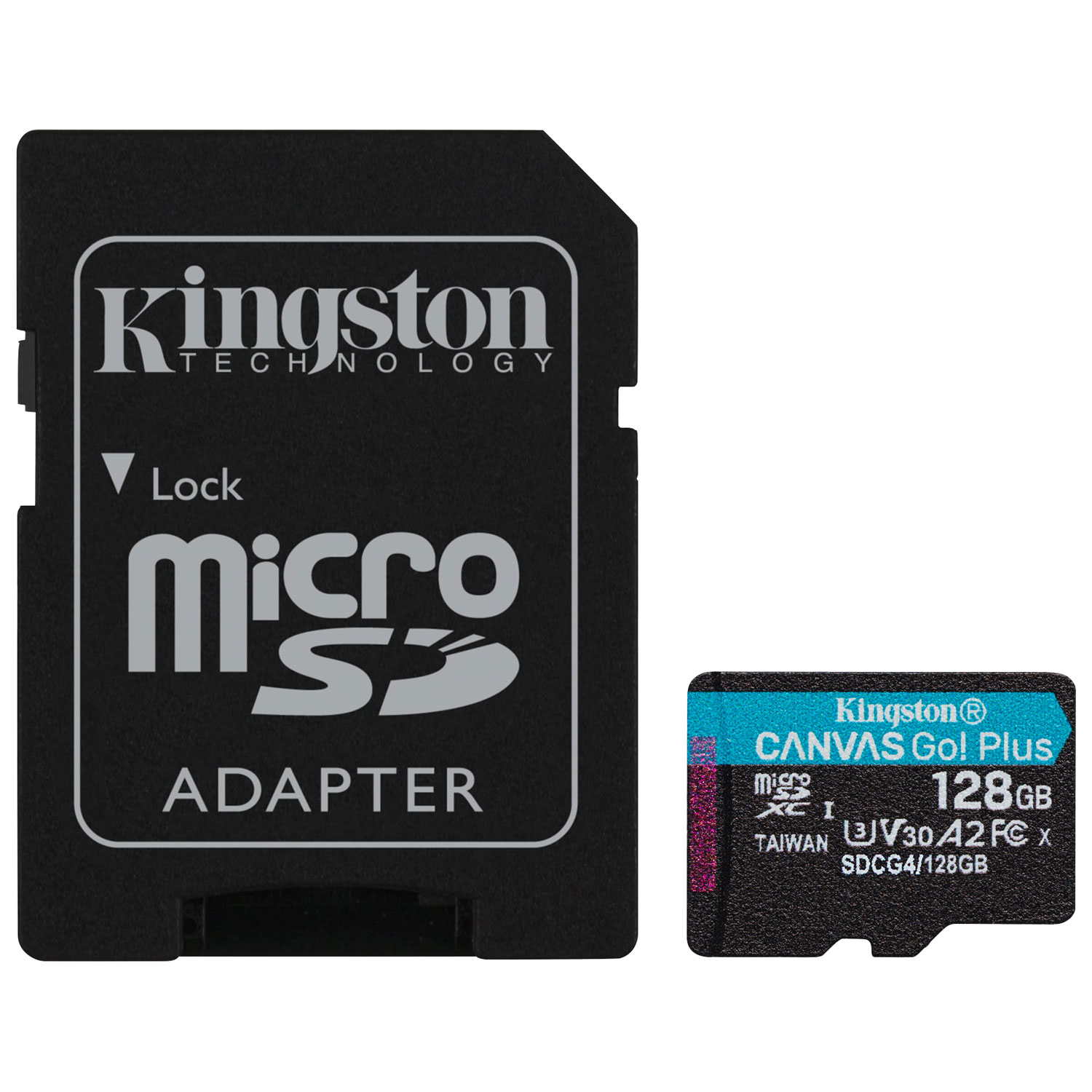 Carte mémoire Kingston Canvas Go! Plus microSD U3 V30 de 200 Mo/s de 128 Go