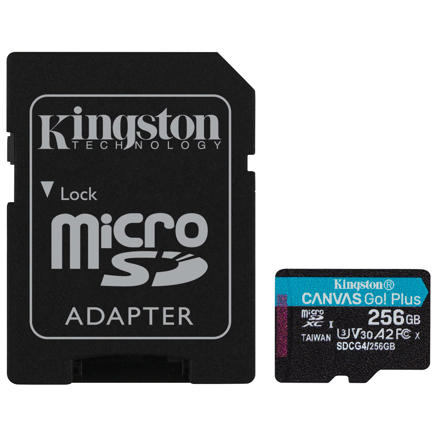 Carte mémoire Kingston Canvas Go! Plus microSD U3 V30 de 200 Mo/s de 256 Go
