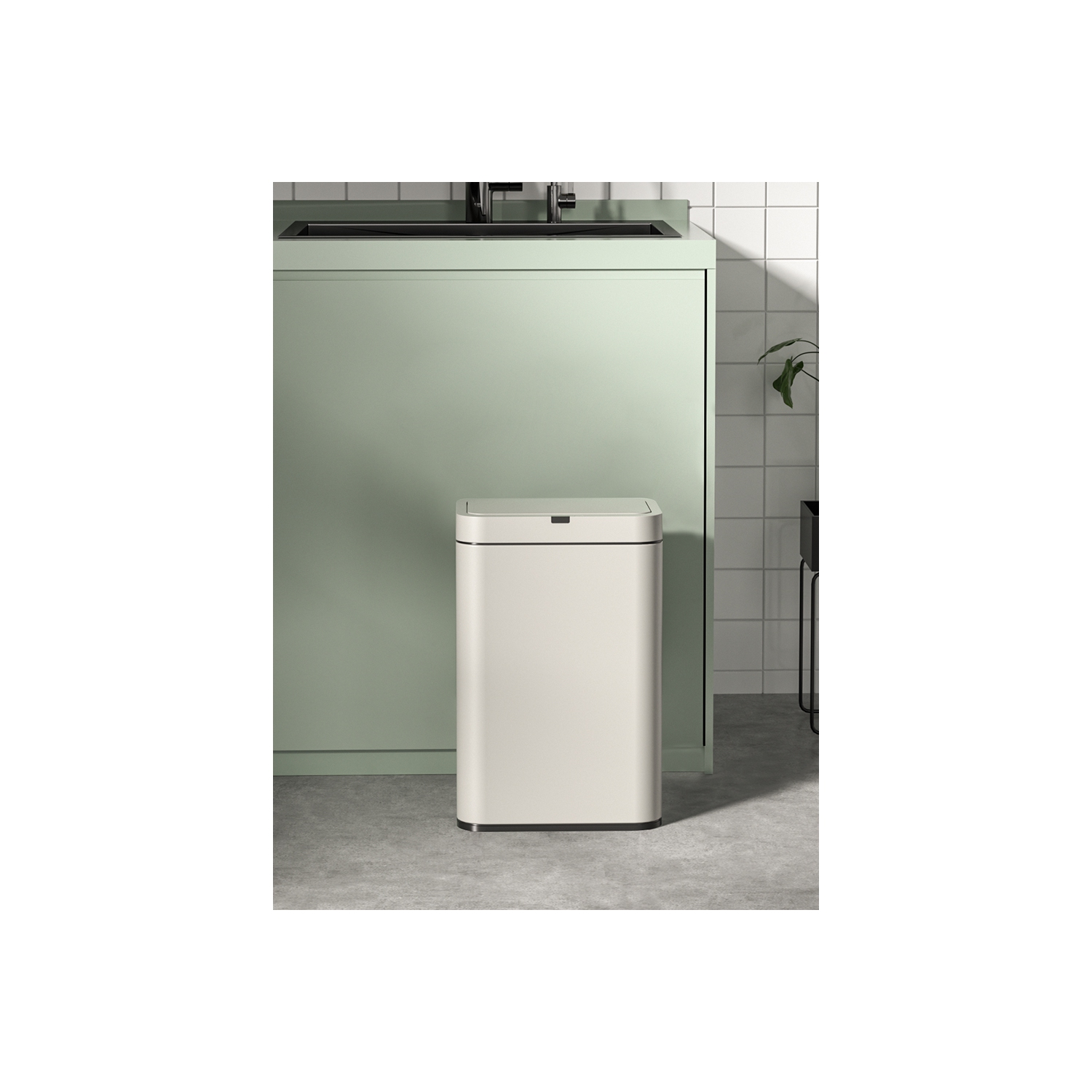 Elpheco – Poubelle à capteur de mouvement mince, poubelle sans contact 9 L avec capteur de mouvement, couvercle plat, fermeture silencieuse,