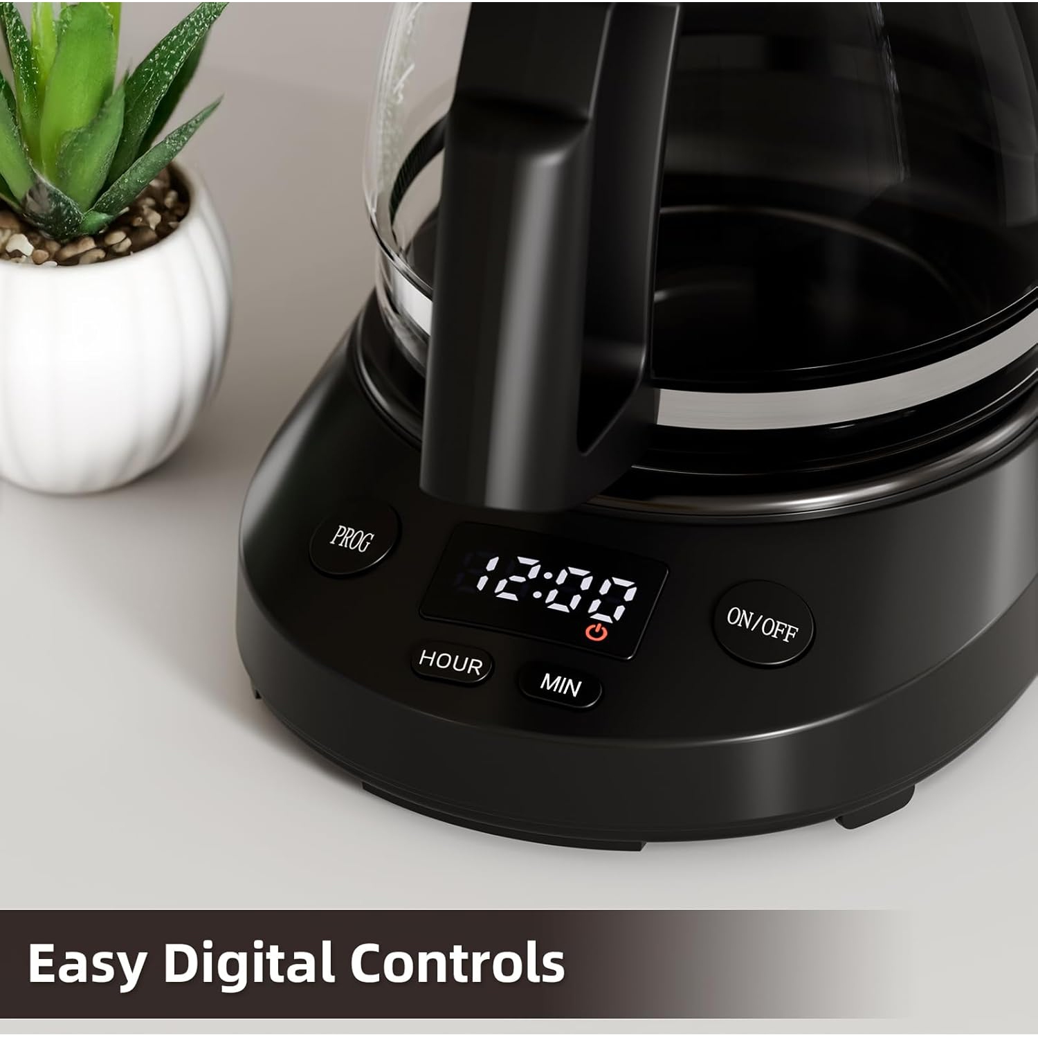 COWSAR Compact Coffee Machine, 5 Cup Drip Coffee Maker with Timing Function, 2H Auto Power-off, 2H Keep Warm, Pause & Brew, Reusable Filter