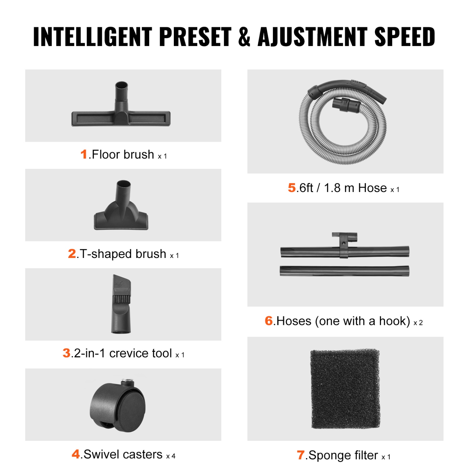 VEVOR 5.5 Gallon Stainless Steel Wet Dry Shop Vacuum, 6 Peak HP Wet/Dry Vac, Powerful Suction with Blower Function w/ Attachment 2-in-1 Crevice