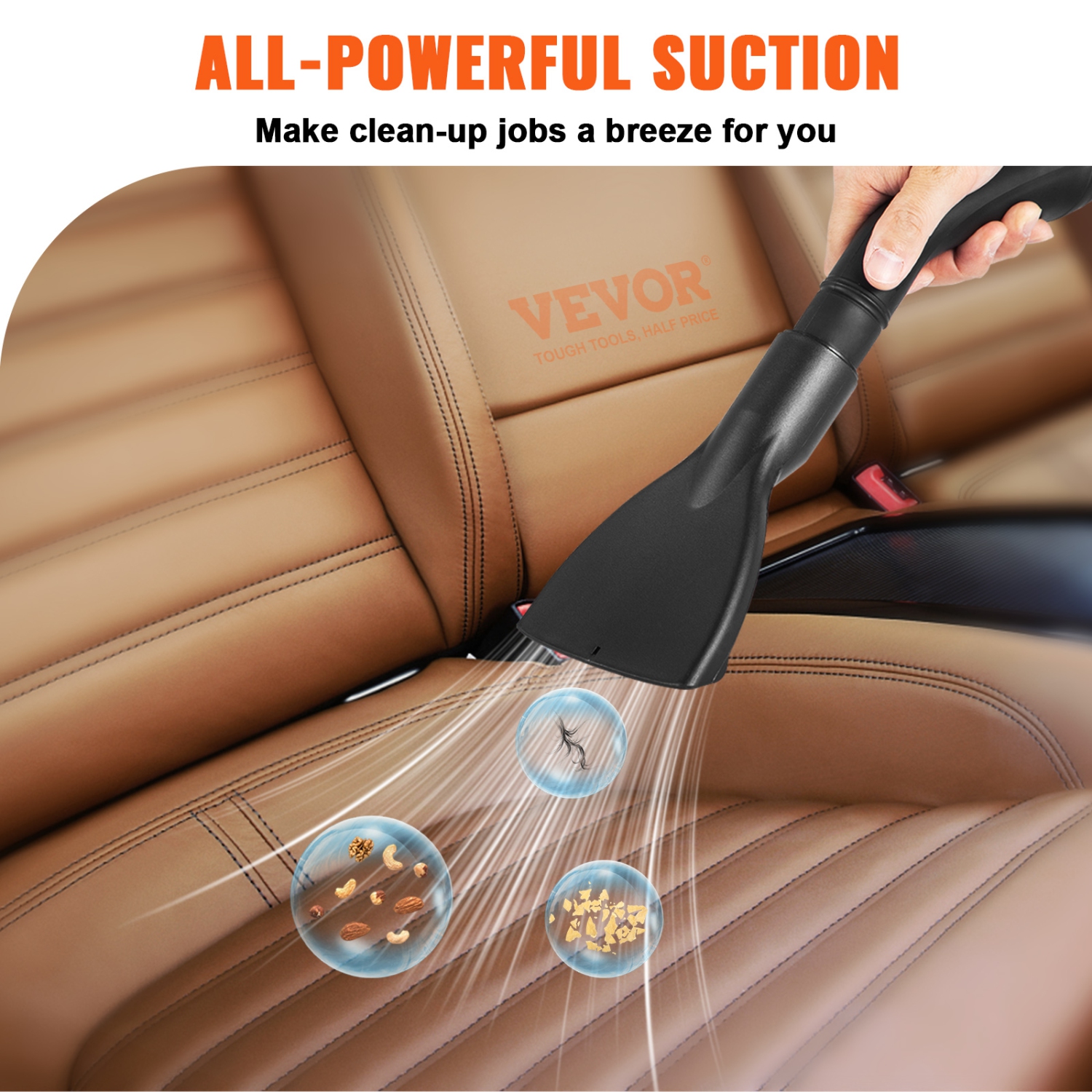 VEVOR 2.6 Gallon Wet Dry Vac, 2.5 Peak HP, 3 in 1 Portable Shop Vacuum with Blowing Function,Attachments Storage, for Cleaning Floor, Upholstery,