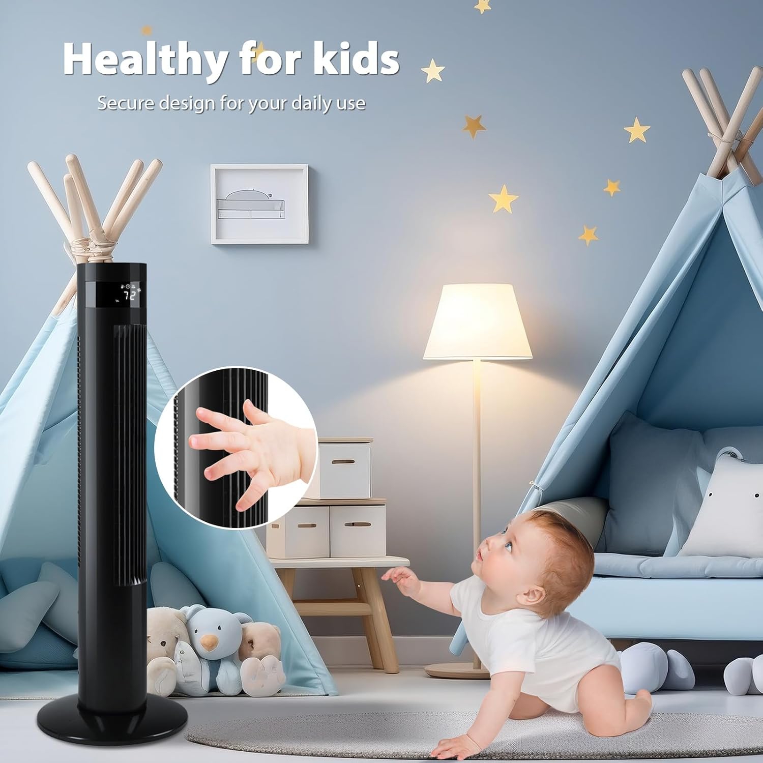 Ventilateur vertical portatif 36&nbsp;po de Cowsar Ventilateur électrique oscillant Télécommande silencieuse Ventilateur de plancher sans pales 3