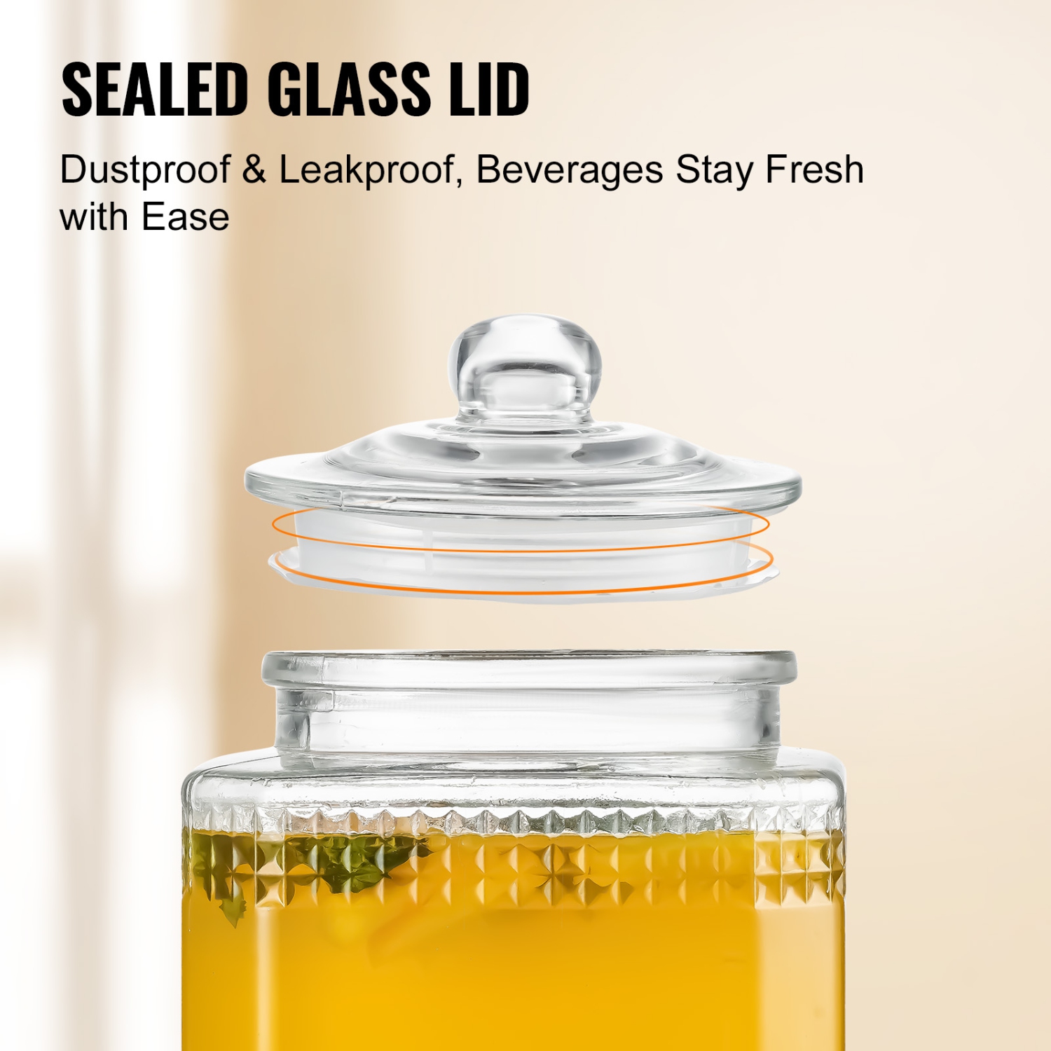 VEVOR 1.5 Gallon Beverage Dispenser, Drink Dispensers for Parties, 2PC,Glass Juice Dispenser with Stand, Stainless Steel Spigot, Iced Tea Lemonade