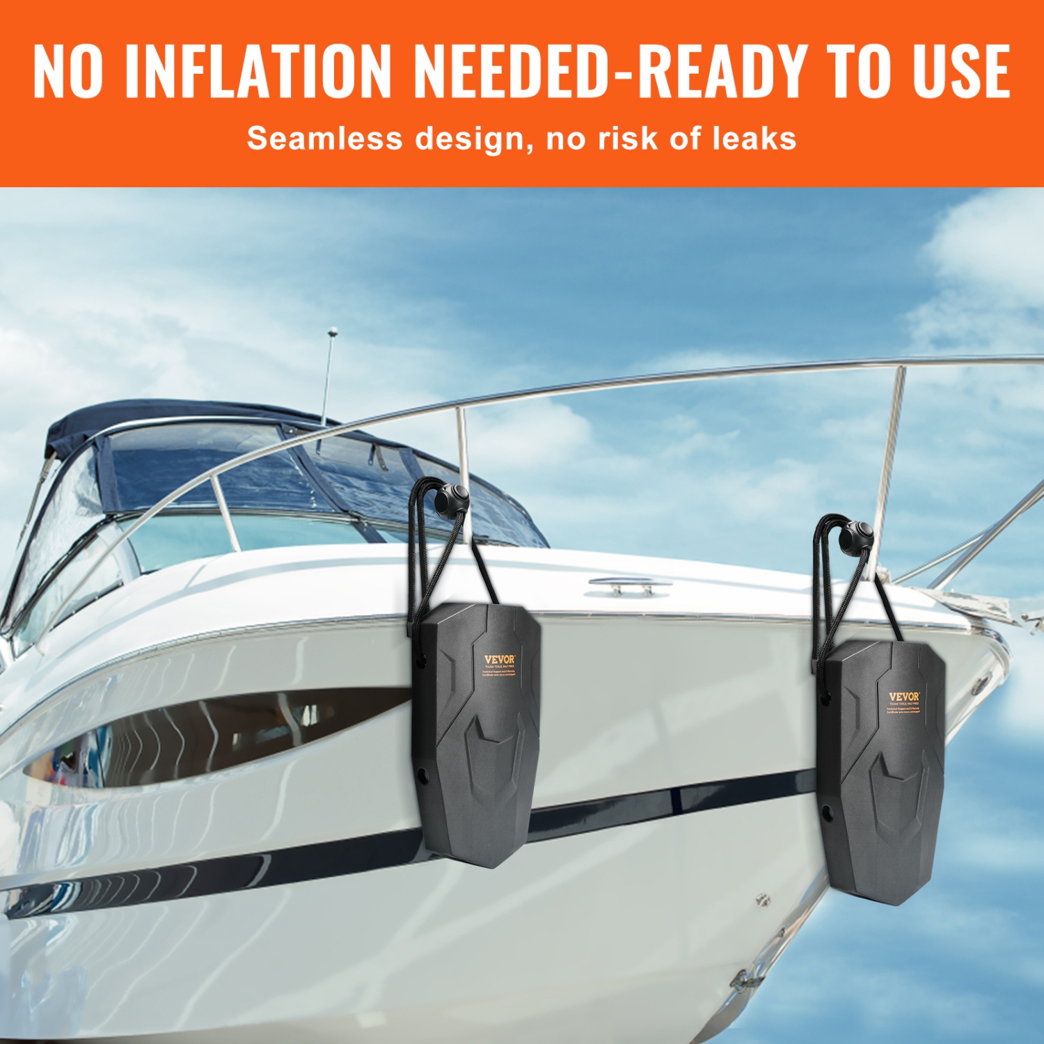 VEVOR 8.6" x 16" Boat Fenders, Boat Bumpers for Docking, Marine EVA Boat Dock Fender Bumper with Ropes, Cord Locks and Storage Bag, for Class A/Class