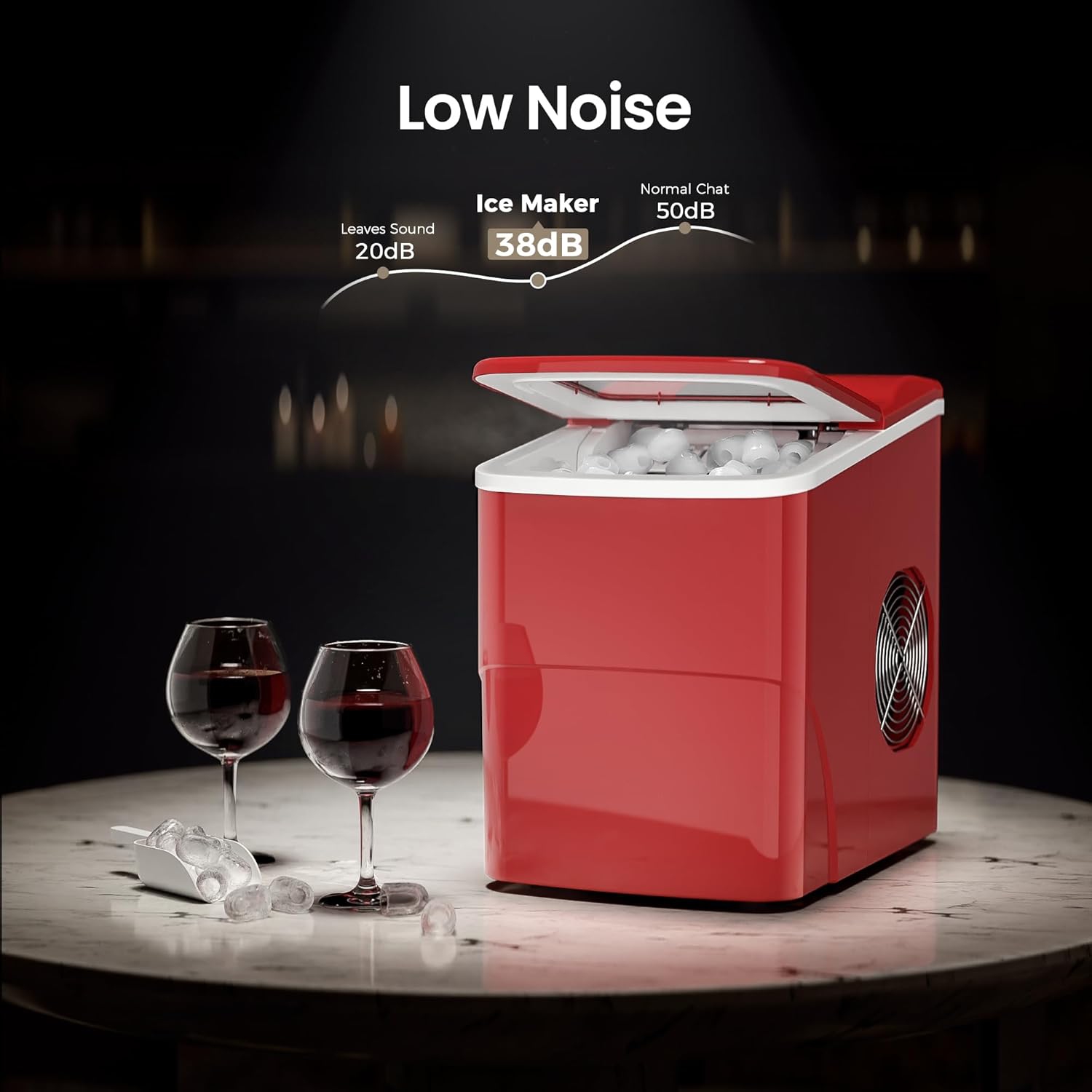 Cowsar – Machine à glaçons Nugget, 66 lb/jour, acier inoxydable, encastrable et autonome, autonettoyante Minuterie 24H, idéale pour les bars, les