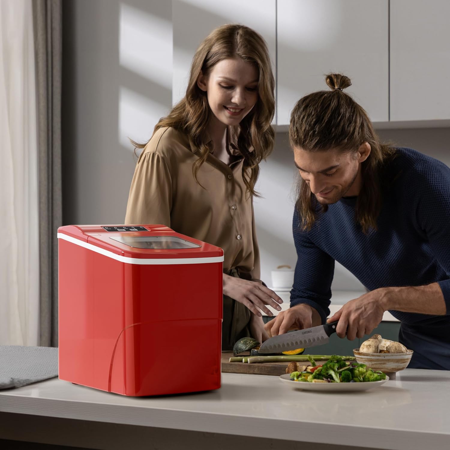 Cowsar – Machine à glaçons Nugget, 66 lb/jour, acier inoxydable, encastrable et autonome, autonettoyante Minuterie 24H, idéale pour les bars, les