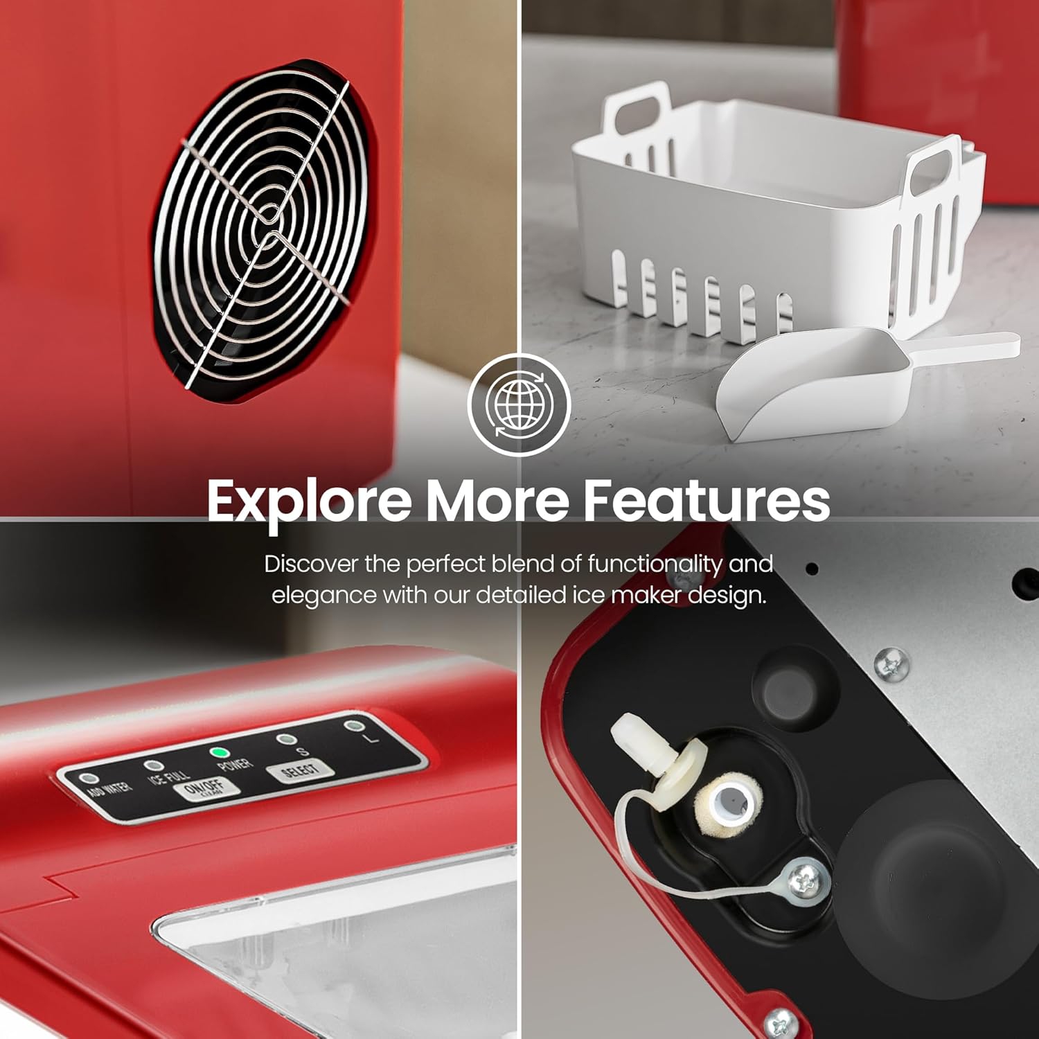 Cowsar – Machine à glaçons Nugget, 66 lb/jour, acier inoxydable, encastrable et autonome, autonettoyante Minuterie 24H, idéale pour les bars, les