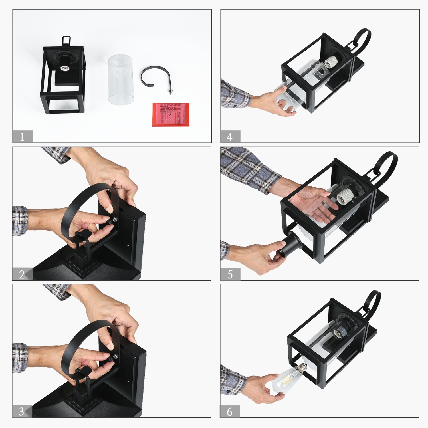 17.3 in. 1-Light Textured Black Traditional Patio Outdoor Wall Lantern Sconce Light with Clear Glass