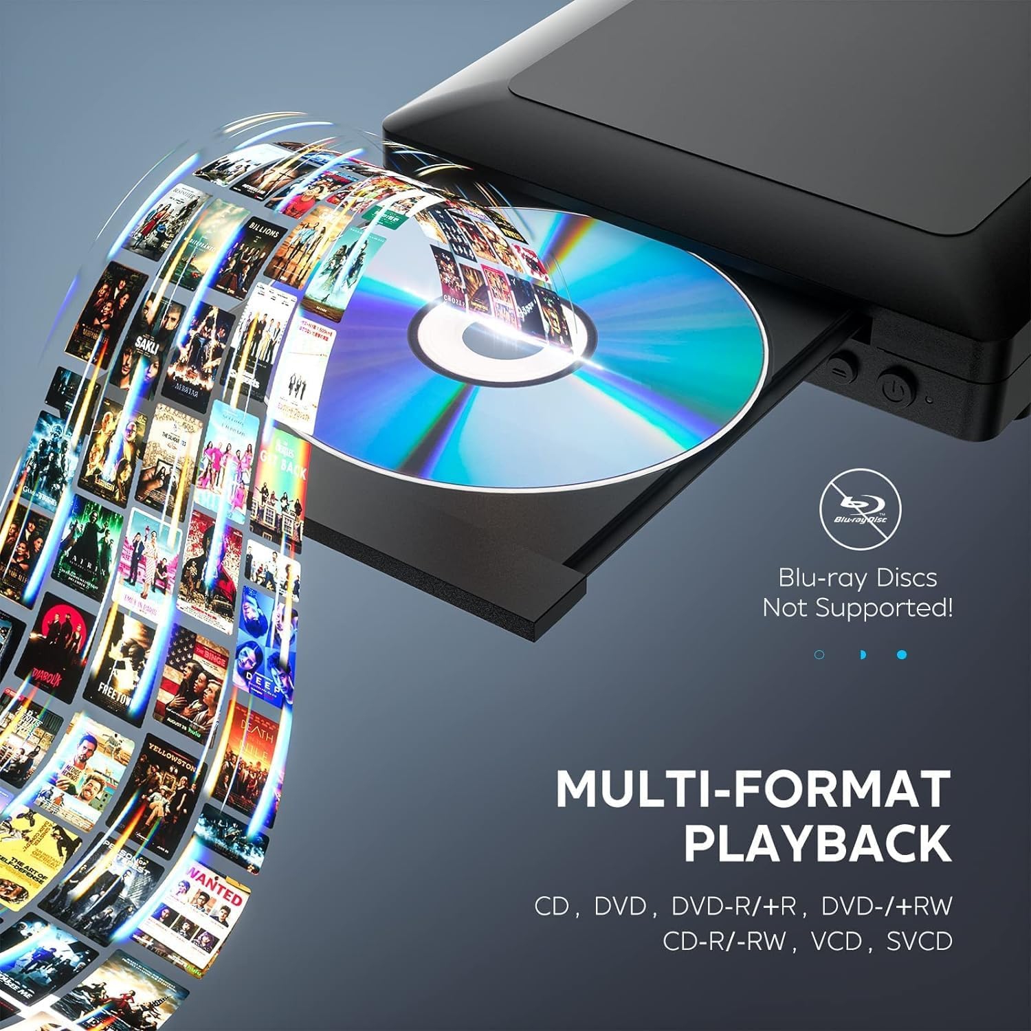 Lecteur DVD mini HD, lecteur CD pour la maison, lecteurs DVD pour téléviseur, câble HDMI et RCA inclus, HD 1080p, toutes les régions, mémoire de