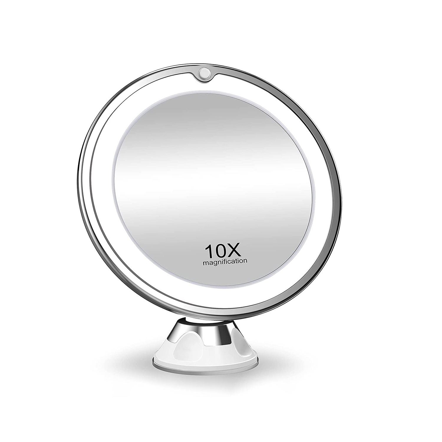 Miroir de maquillage lumineux grossissant 10x avec commandes tactiles, miroir de maquillage avec ventouse, rotation à 360°, miroir grossissant avec