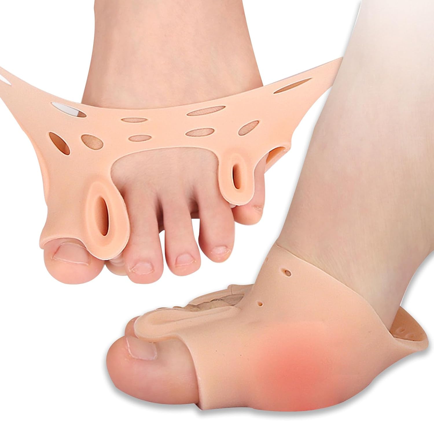 4 paires de séparateurs d'orteils en silicone, séparateur d'orteils pour femmes, soulagement de valgus Hallux, fer plat et entretoise pour femmes et
