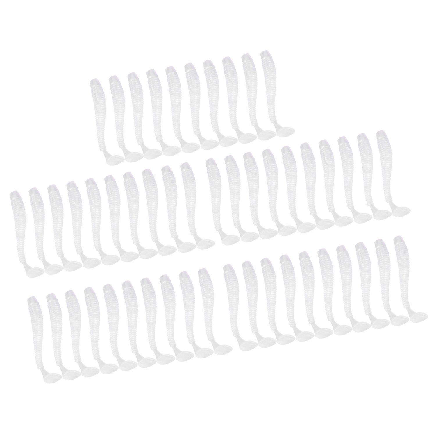 50PCS 5cm Soft Plastic Fishing Lures T tail Grub Worm Baits Fish Tackle Accessory Pearl White