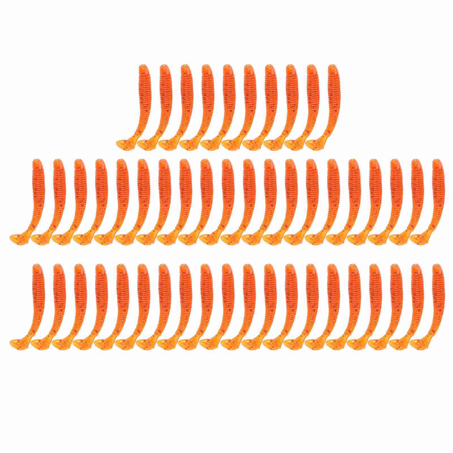 50PCS 5cm Soft Plastic Fishing Lures T tail Grub Worm Baits Fish Tackle Accessory Orange