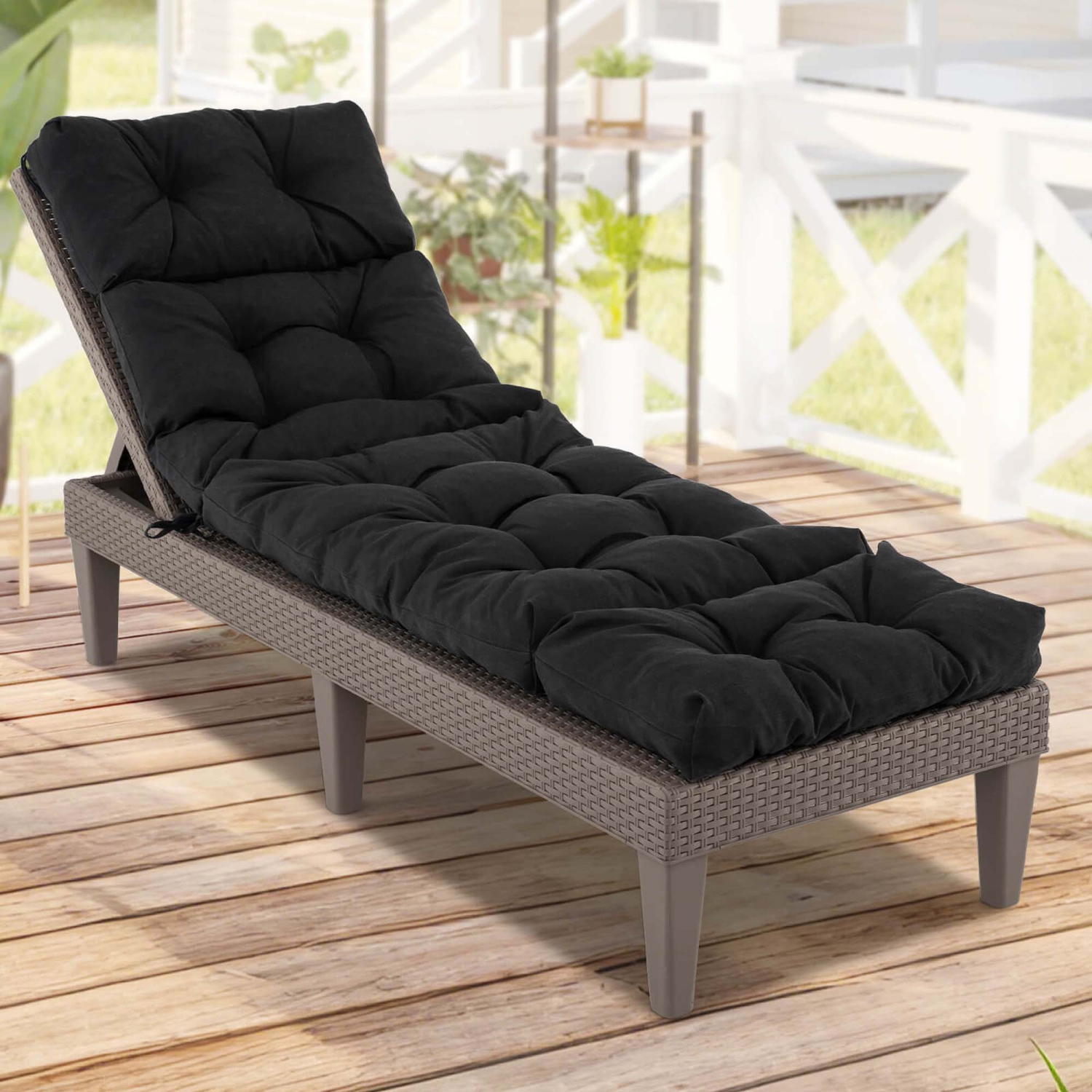 Costway 73" Lounge Chaise Cushion Padded Recliner Cushion Indoor Outdoor