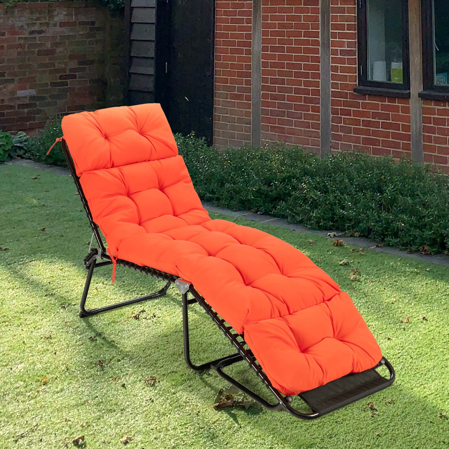 Costway 2 PCS 73" Lounge Chaise Cushion Padded Recliner Cushion Indoor Outdoor Black/Dark Orange/Gray/Orange/Brown/Beige