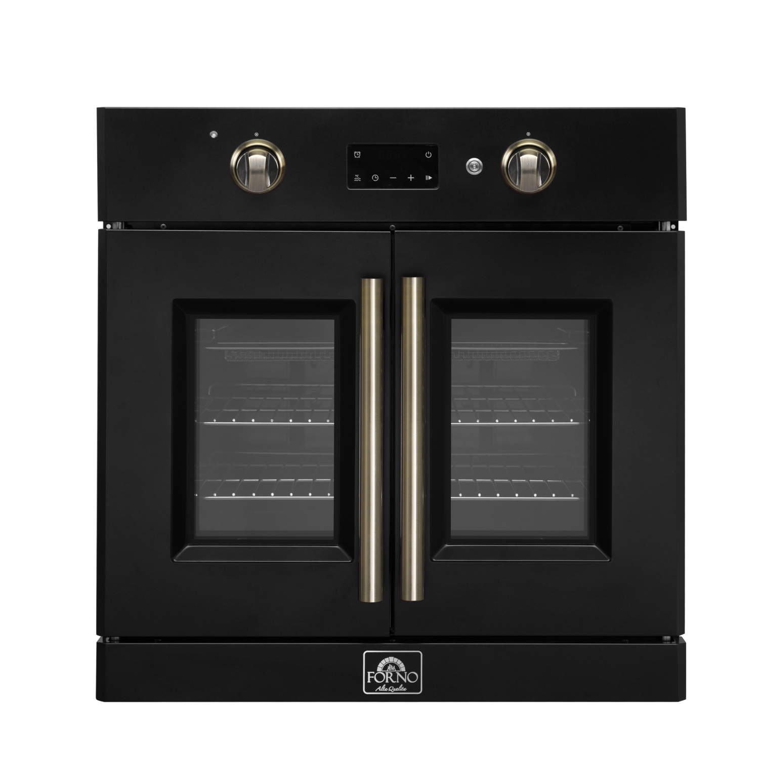 Forno Asti – Four mural électrique à deux portes, 30&nbsp;po, noir et laiton antique, 3,68 pi3 avec Convection véritable, 3600&nbsp;W, Friture à