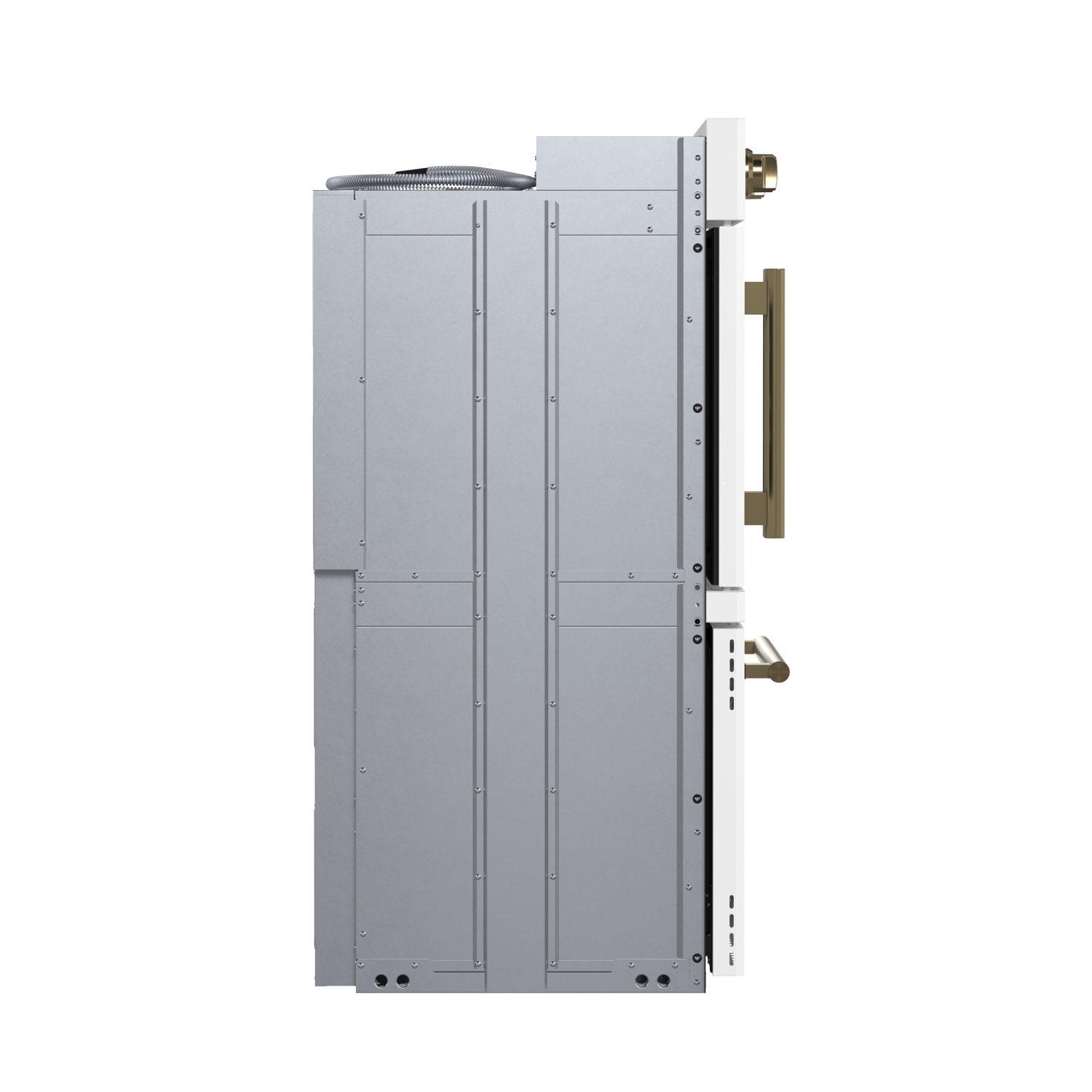 Forno Asti 30-Inch Double Electric Wall Oven with Upper French Doors in White & Antique Brass, 7.36 cu. ft. Dual True Convection, 7,200W, Air Fry,