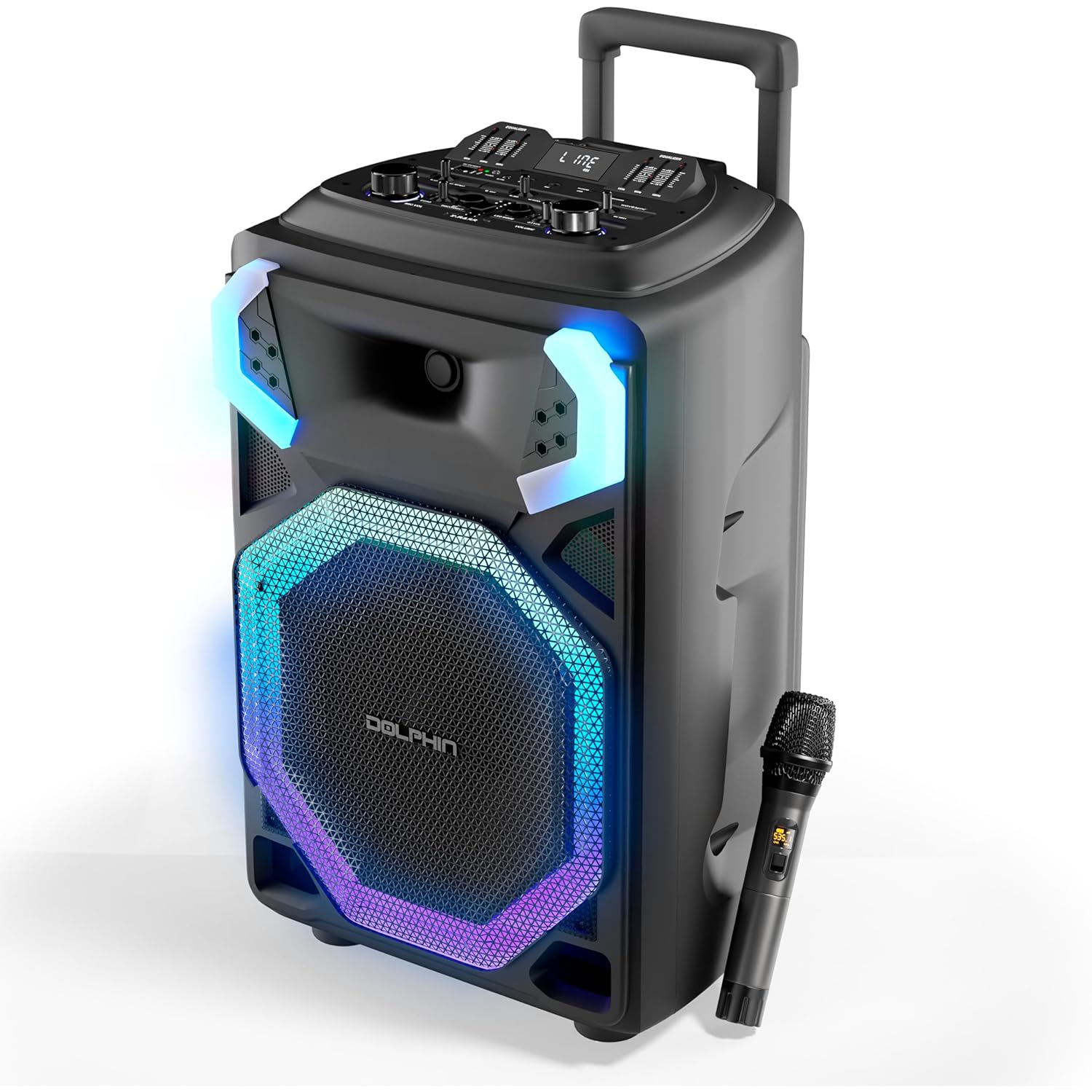 Haut-parleur de fête portatif Bluetooth SP-3115RBT de Dolphin avec haut-parleur de graves haute puissance de 15&nbsp;po