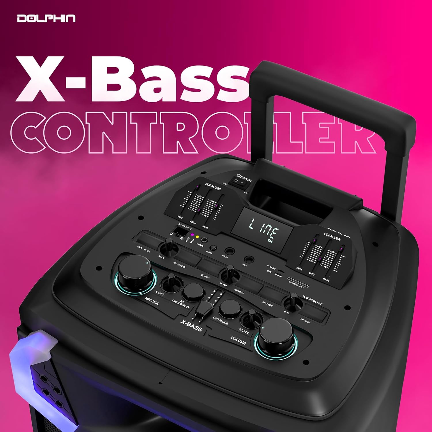 Haut-parleur de fête portatif Bluetooth SP-3115RBT de Dolphin avec haut-parleur de graves haute puissance de 15&nbsp;po