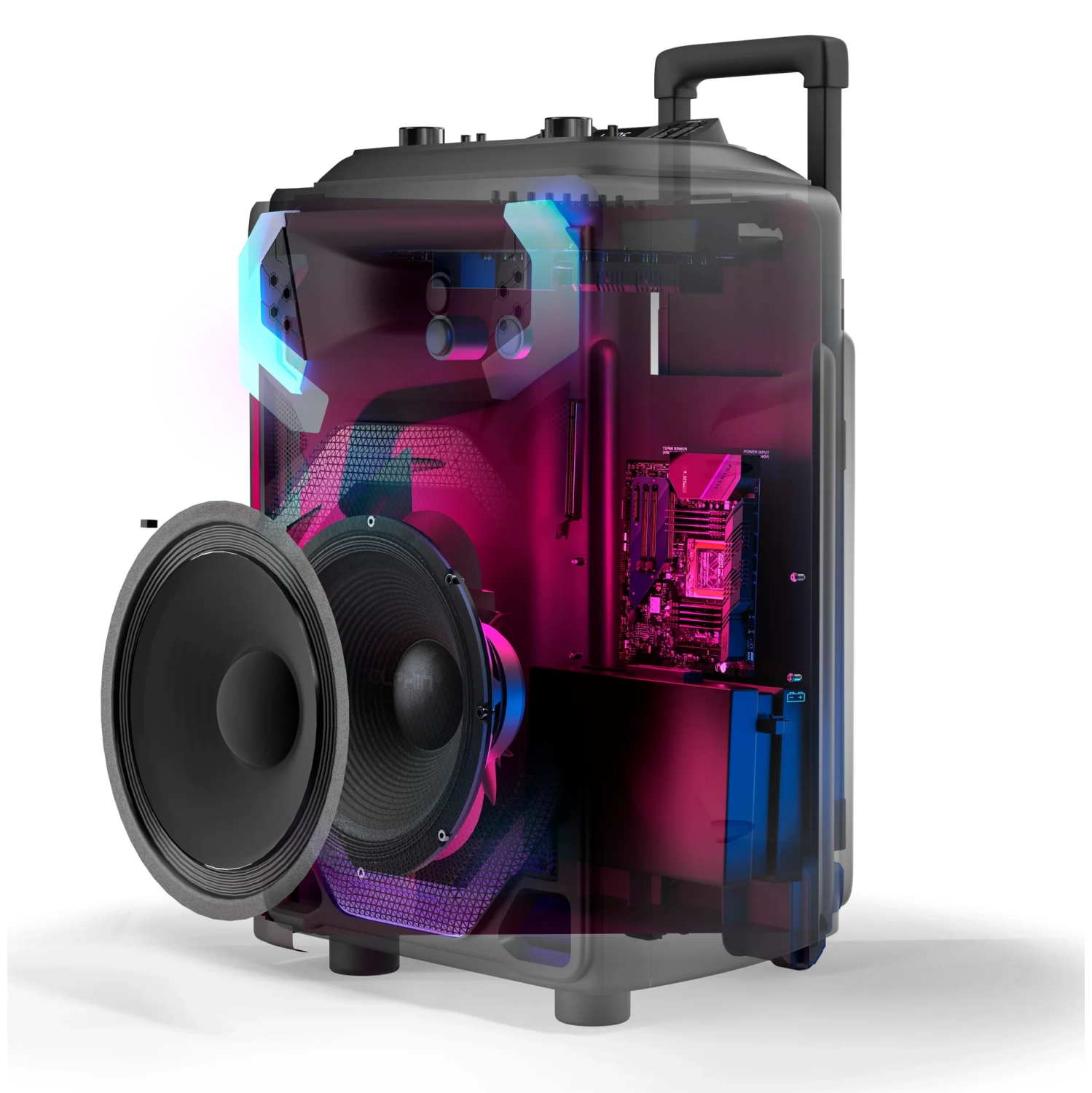 Haut-parleur de fête portatif Bluetooth SP-3115RBT de Dolphin avec haut-parleur de graves haute puissance de 15&nbsp;po