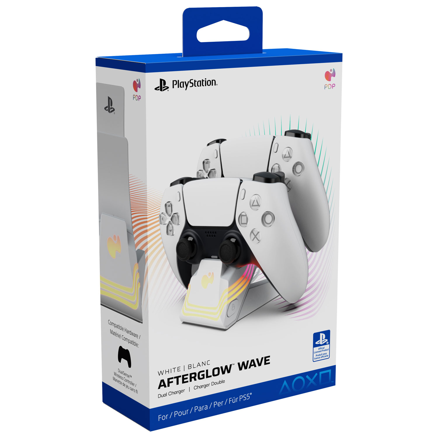 PDP Afterglow Wave Dual Charger for PS5 - White