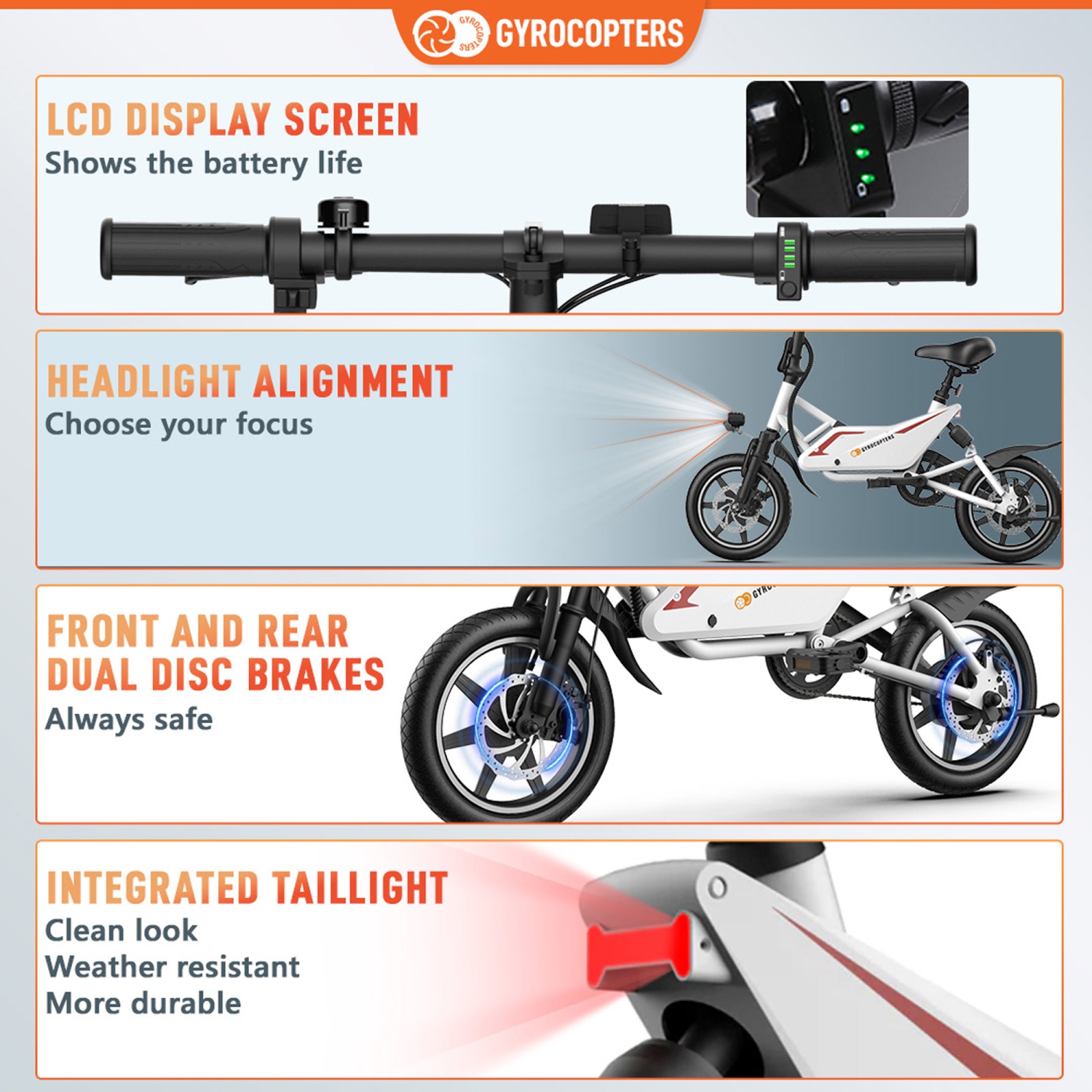 Gyrocopters Frost Electric Bike for Adults & Teens | Speed upto 25kmph, Range PAS up to 60km | Folding Ebike, 350W Brushless Motor & 14" Tires,