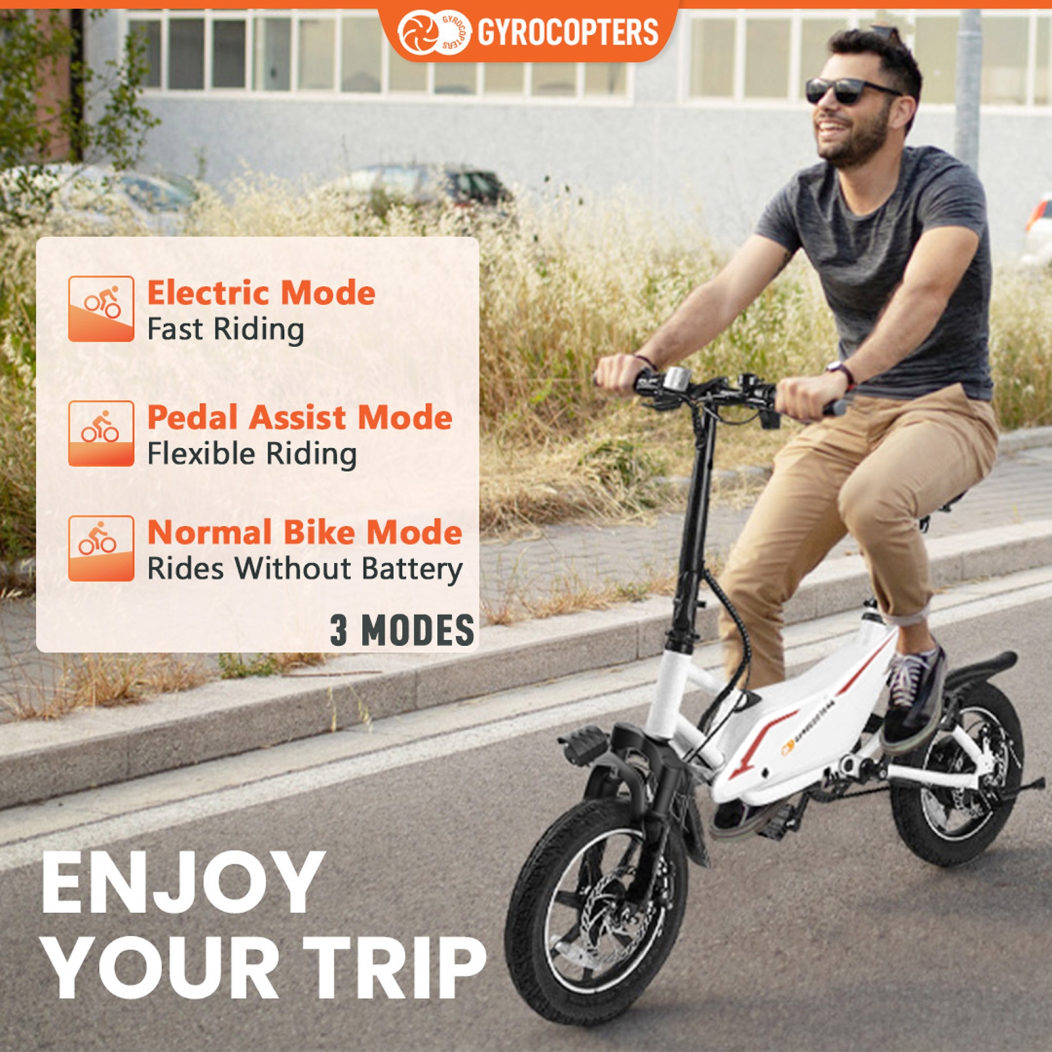 Gyrocopters Frost Electric Bike for Adults & Teens | Speed upto 25kmph, Range PAS up to 60km | Folding Ebike, 350W Brushless Motor & 14" Tires,