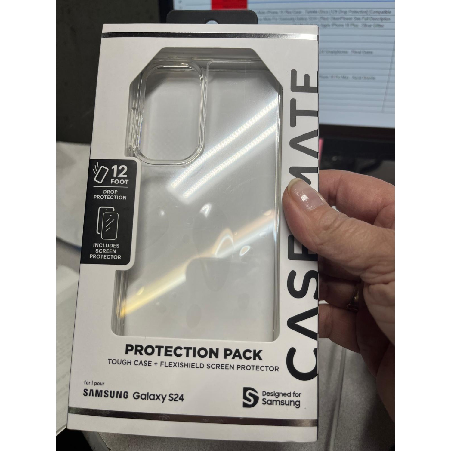 Case-Mate production pack tough case + Flexishield screen protector for Samsung Galaxy S24