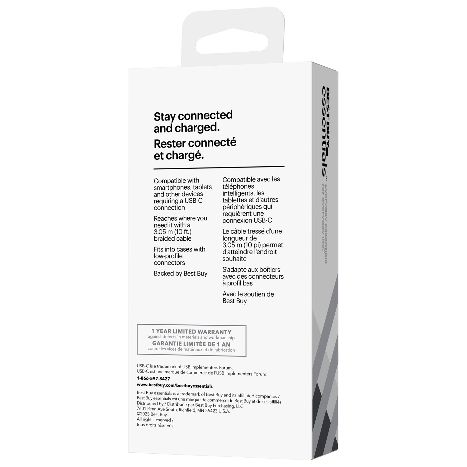 Câble tissé USB-C à USB-C de 3 m de Best Buy Essentials - Exclusivité Best Buy