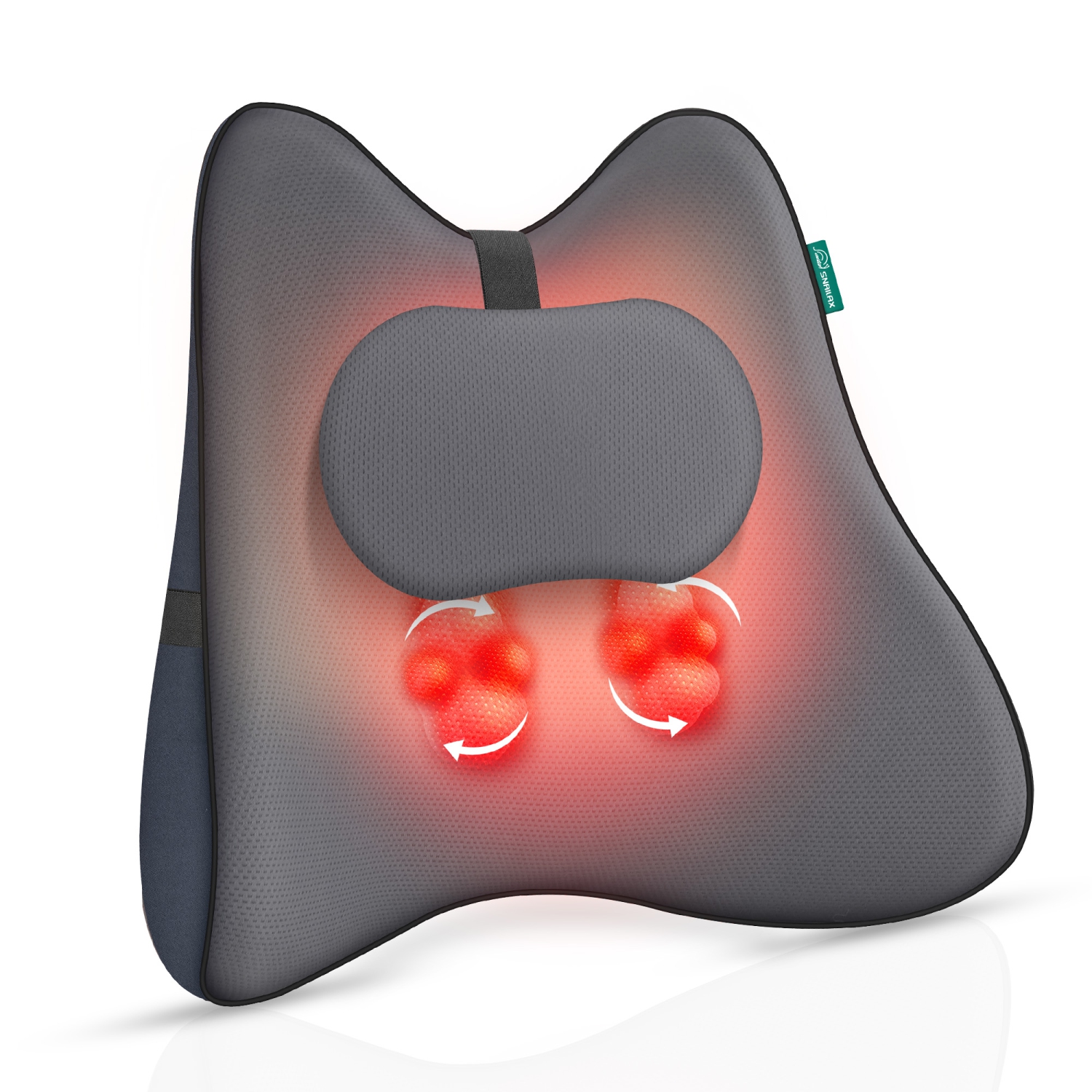 Snailax Memory Foam Shiatsu Back Massager Lumbar Support Pillow with Heat, with 8 Shiatsu Nodes for Back Pain Relief - 132