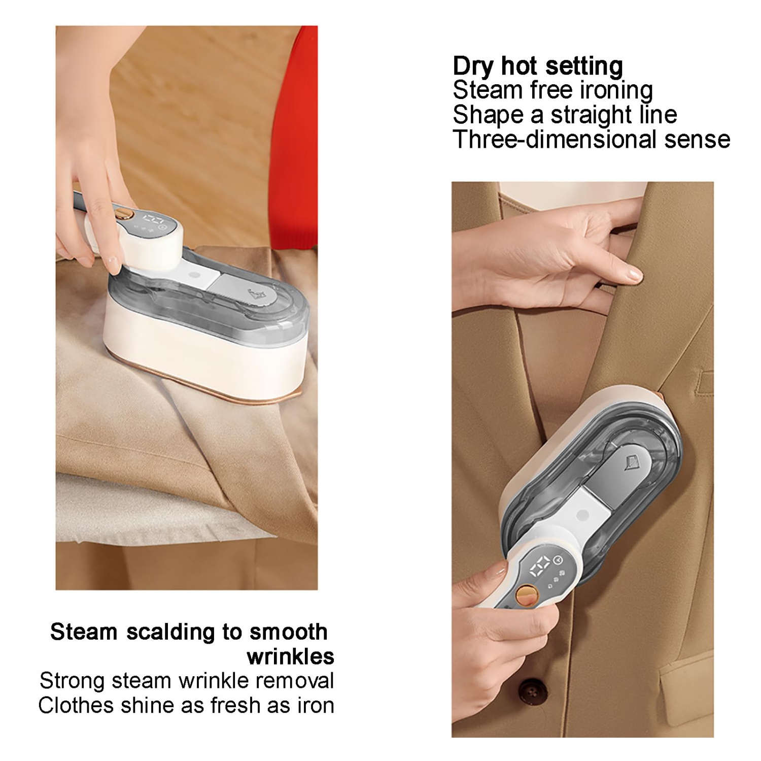 Powerful Handheld Steam Iron for Clothes 10s Fast Warm Up, Foldable Travel Steamer Iron with 3 Steam Levels Mini Fabric Steam Iron