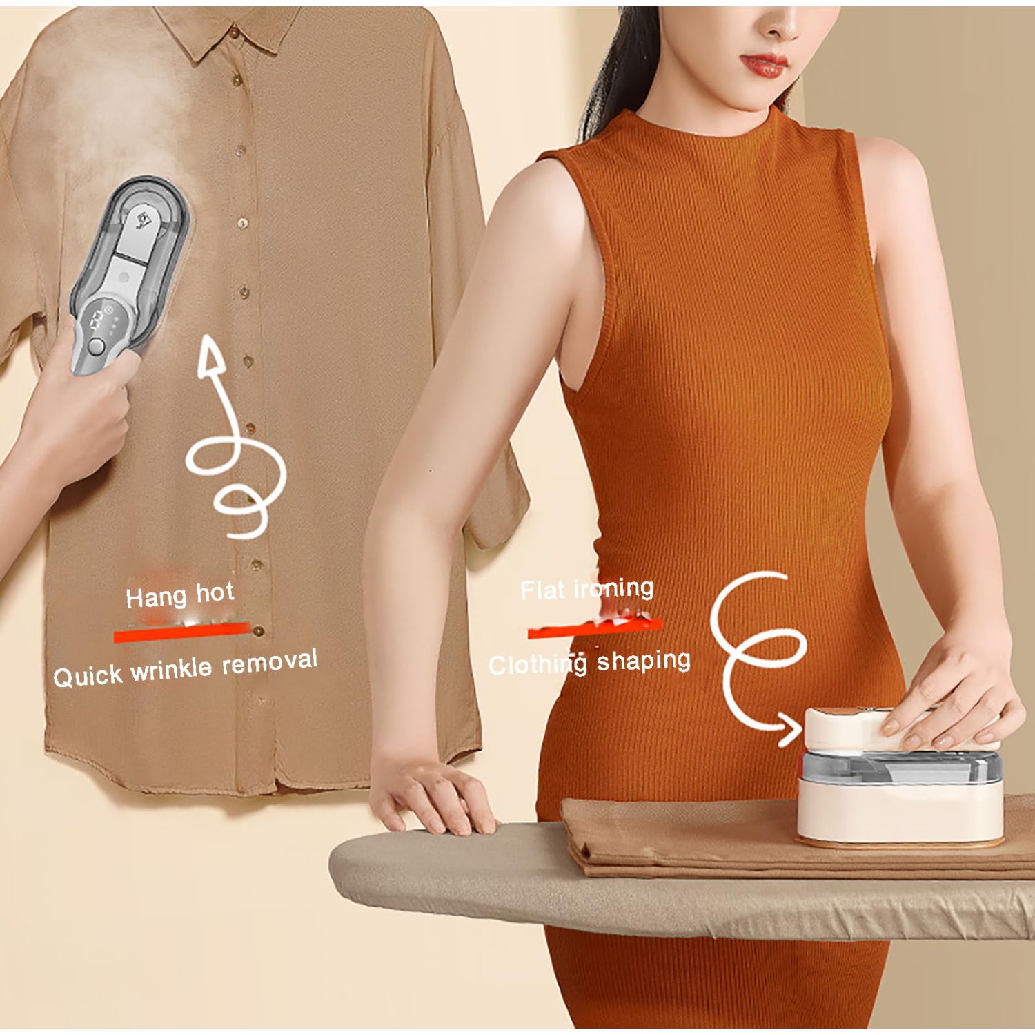 Powerful Handheld Steam Iron for Clothes 10s Fast Warm Up, Foldable Travel Steamer Iron with 3 Steam Levels Mini Fabric Steam Iron