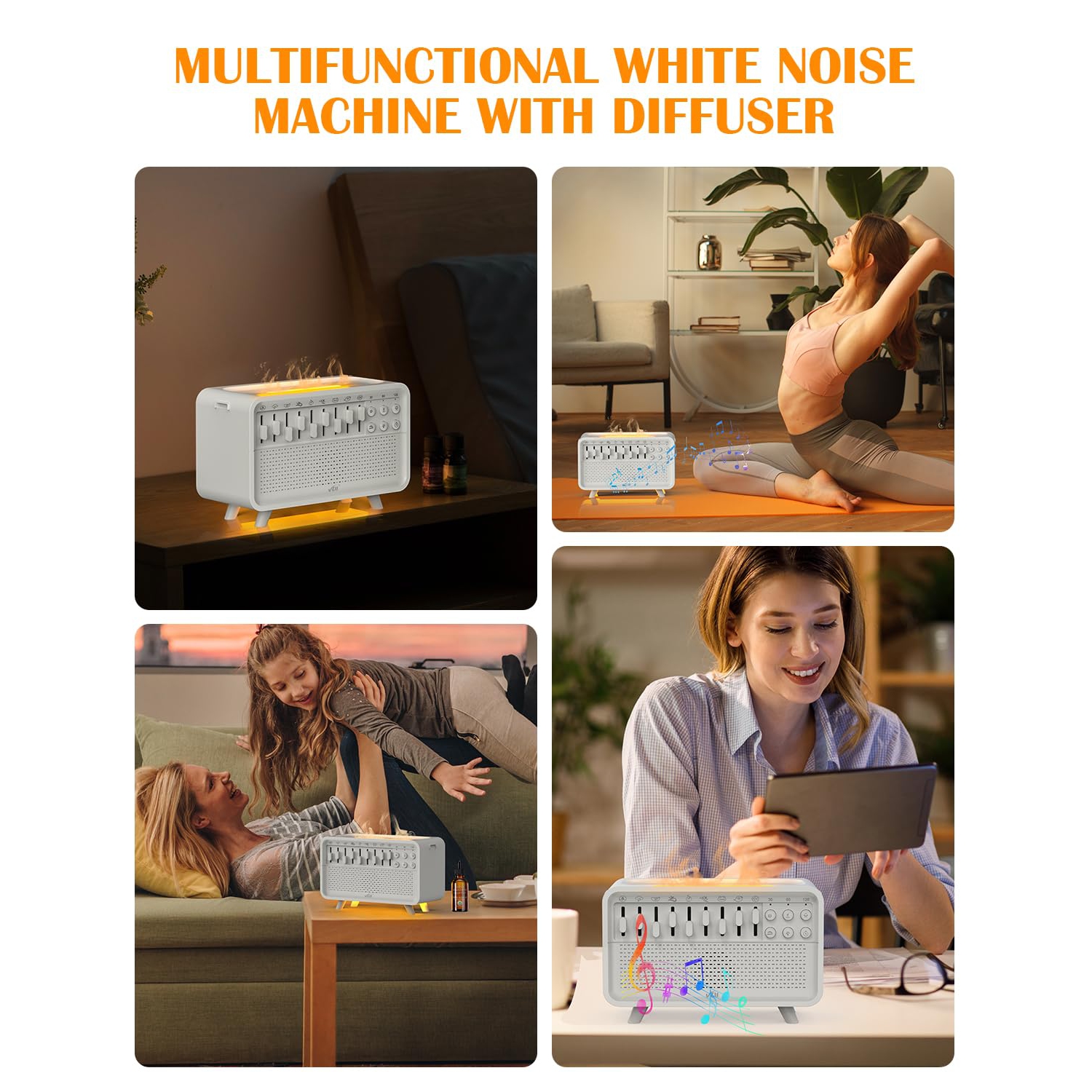 Flame Humidifier Aromatherapy Diffuser BT Speaker Desk Humidifier for Learning Yoga Office