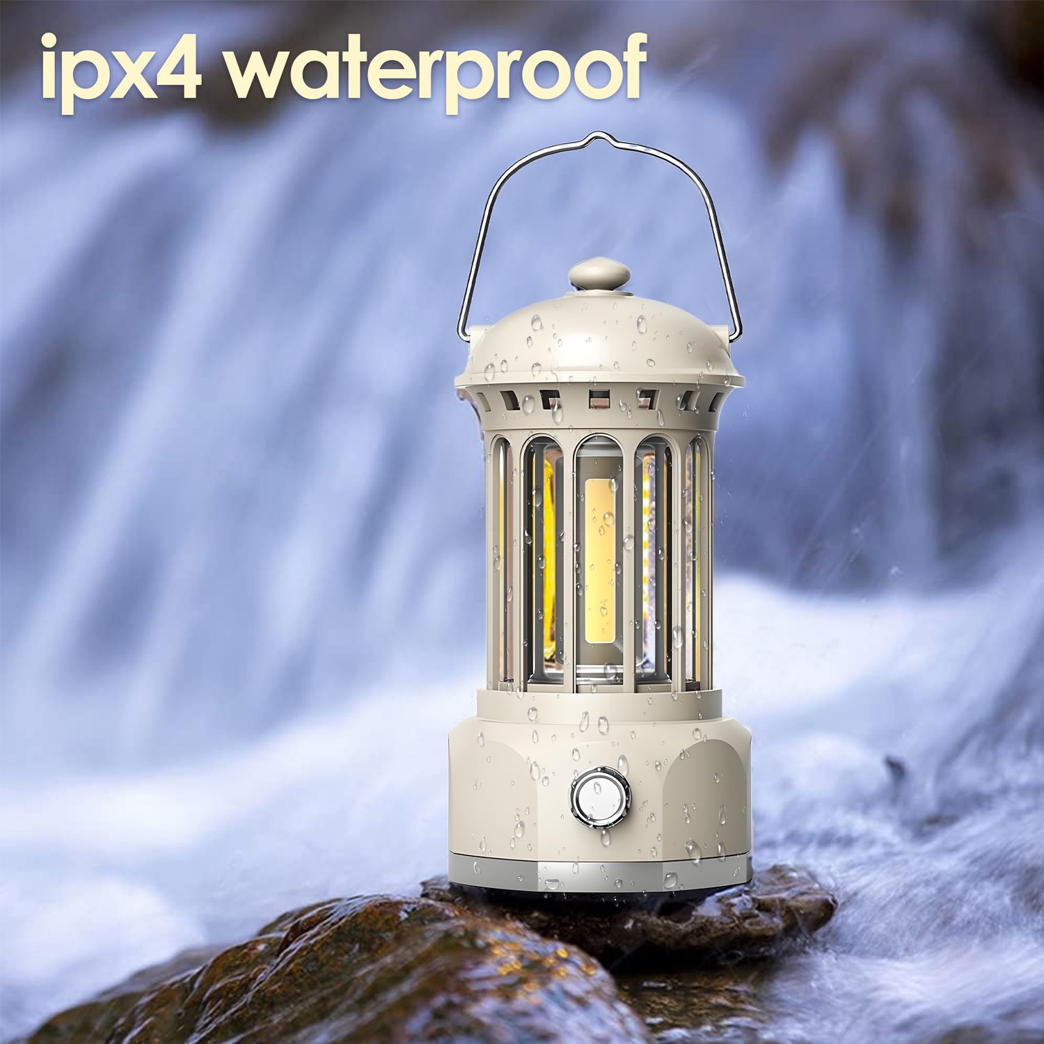 Lanterne de camping rechargeable, lanterne rétro en métal COB Lampe de camping de 400 lumens pour la cour, l'extérieur, la maison, les pannes, la