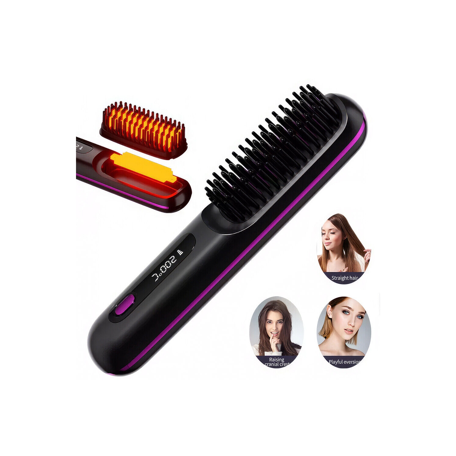 Brosse lissante sans fil, brosse chauffante portative et rechargeable pour le voyage et le quotidien