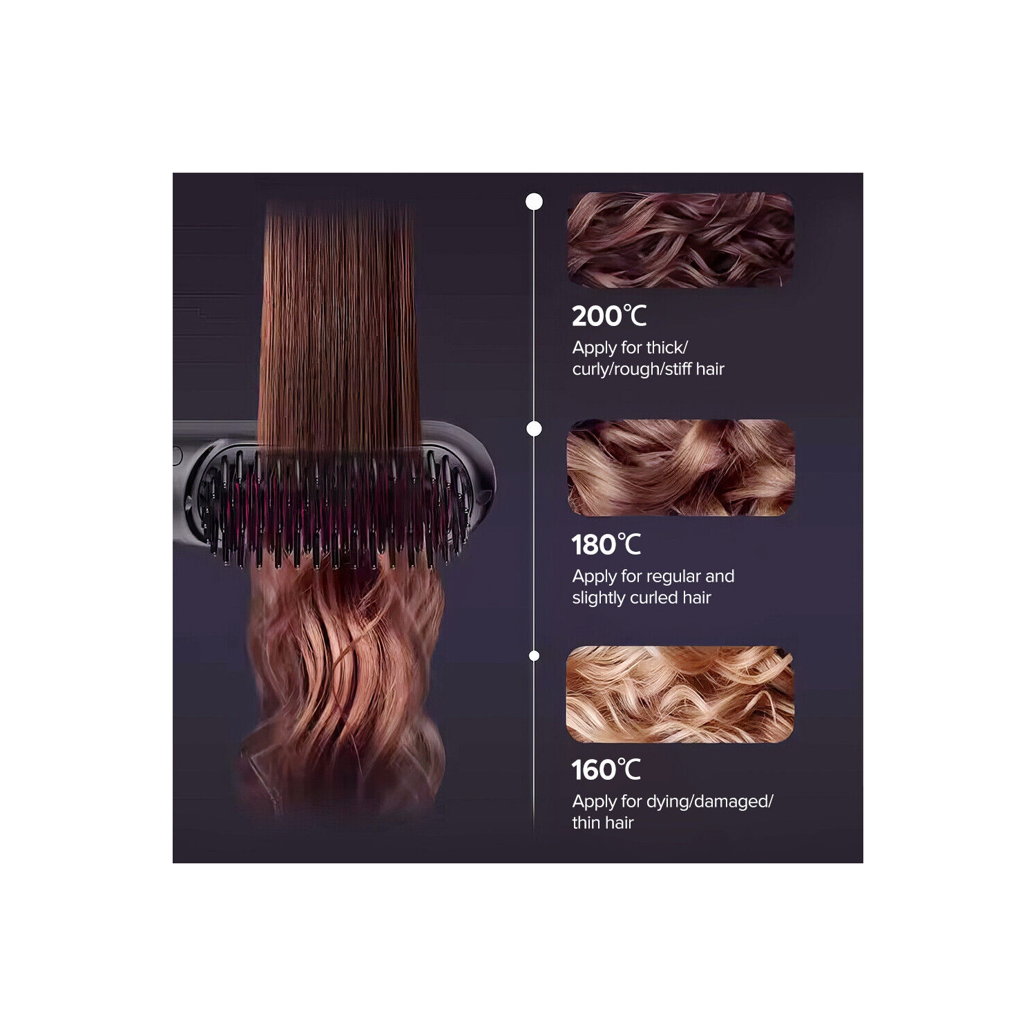 Brosse lissante sans fil, brosse chauffante portative et rechargeable pour le voyage et le quotidien