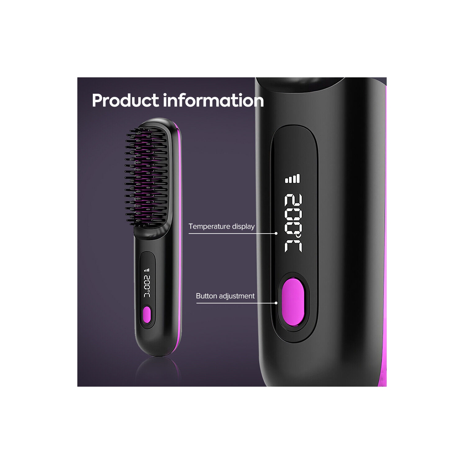 Brosse lissante sans fil, brosse chauffante portative et rechargeable pour le voyage et le quotidien