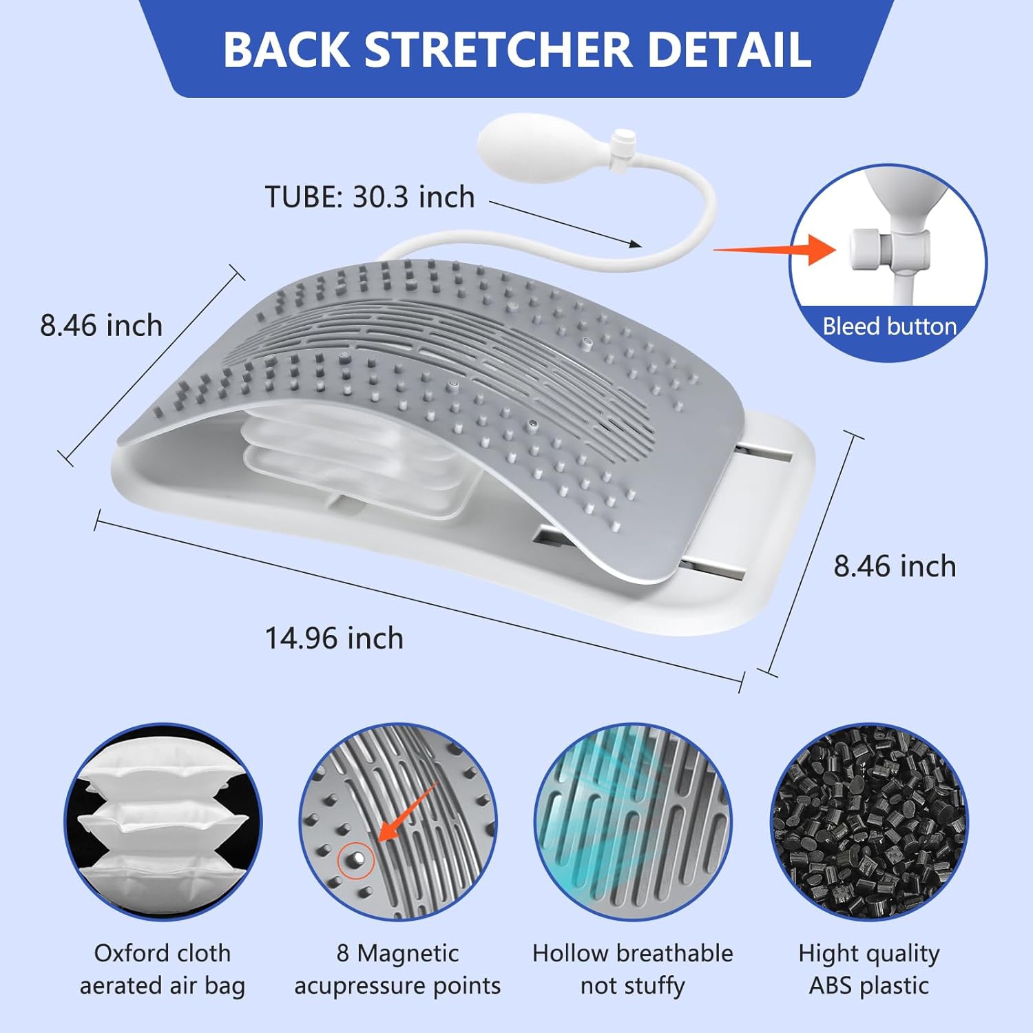 Coussin pneumatique réglable pour le dos, craquelin pour le bas du dos, capacité 440&nbsp;lb