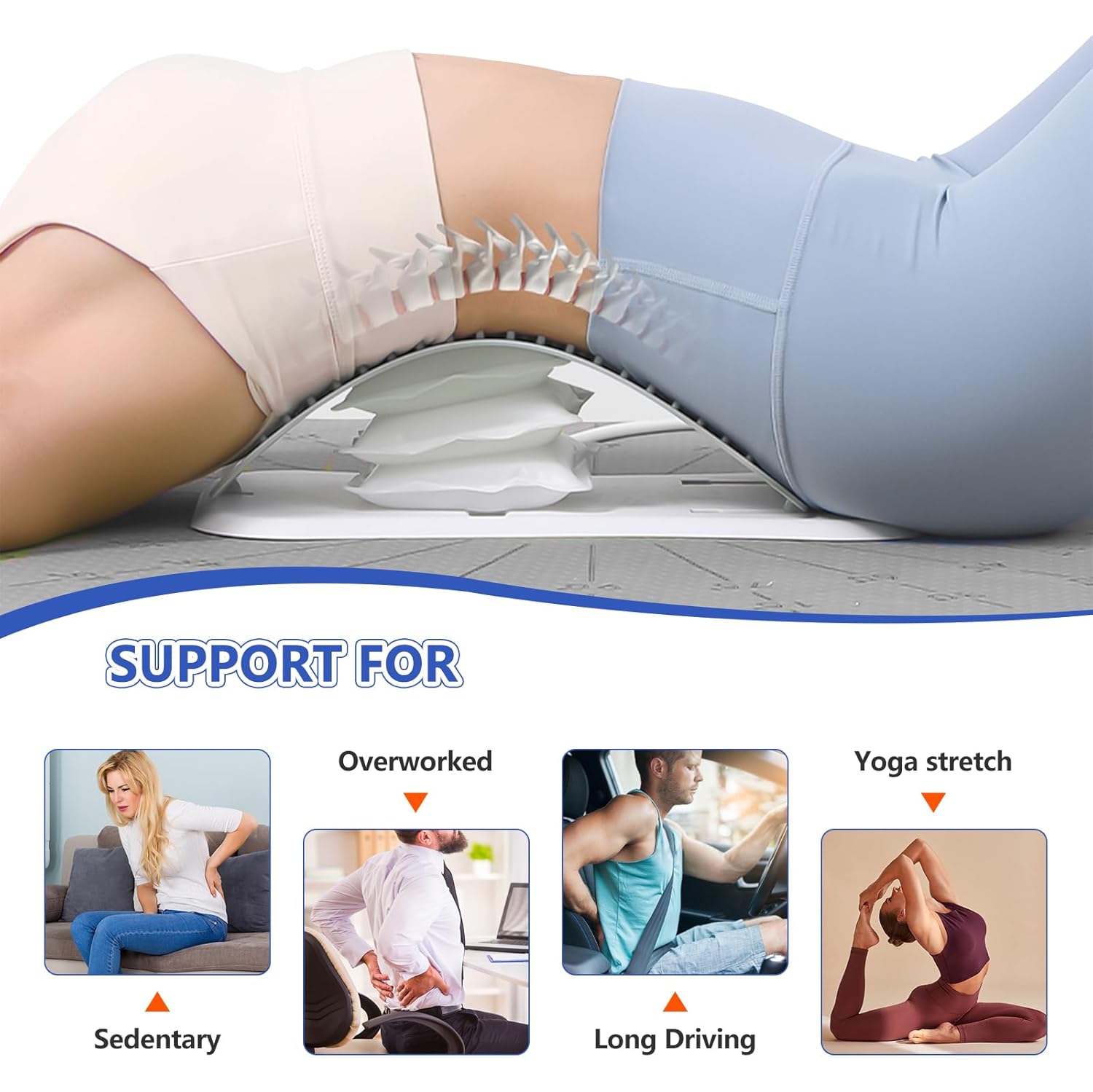 Coussin pneumatique réglable pour le dos, craquelin pour le bas du dos, capacité 440&nbsp;lb