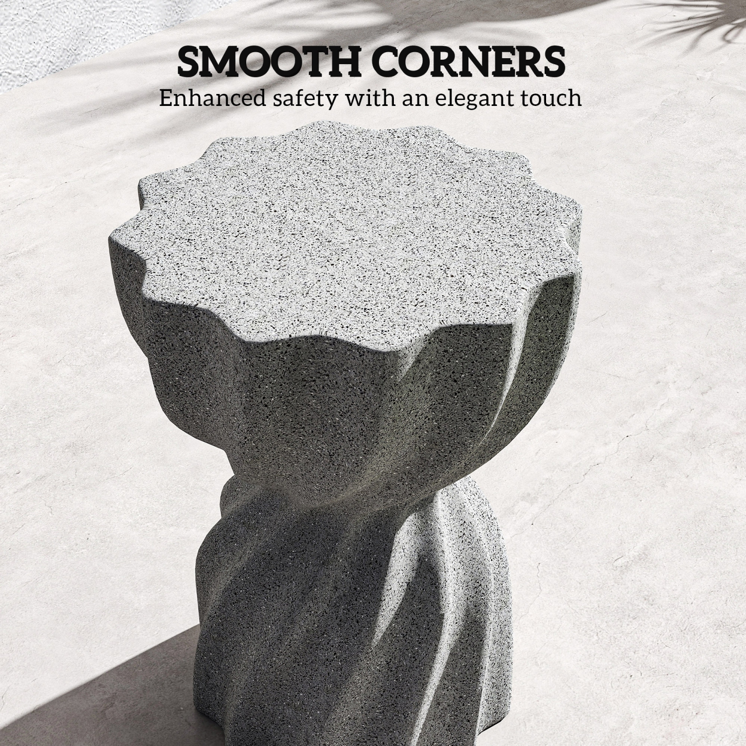 Outsunny Decorative Garden Stool, Magnesium Oxide Outdoor Stool, Spiral Flower Accent Patio Side Table Plant Stand Footstool for Indoor Outdoor