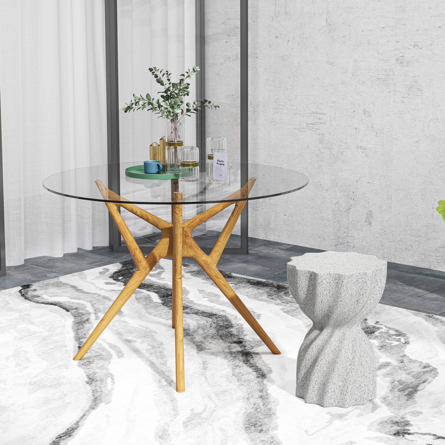 Outsunny Decorative Garden Stool, Magnesium Oxide Outdoor Stool, Spiral Flower Accent Patio Side Table Plant Stand Footstool for Indoor Outdoor