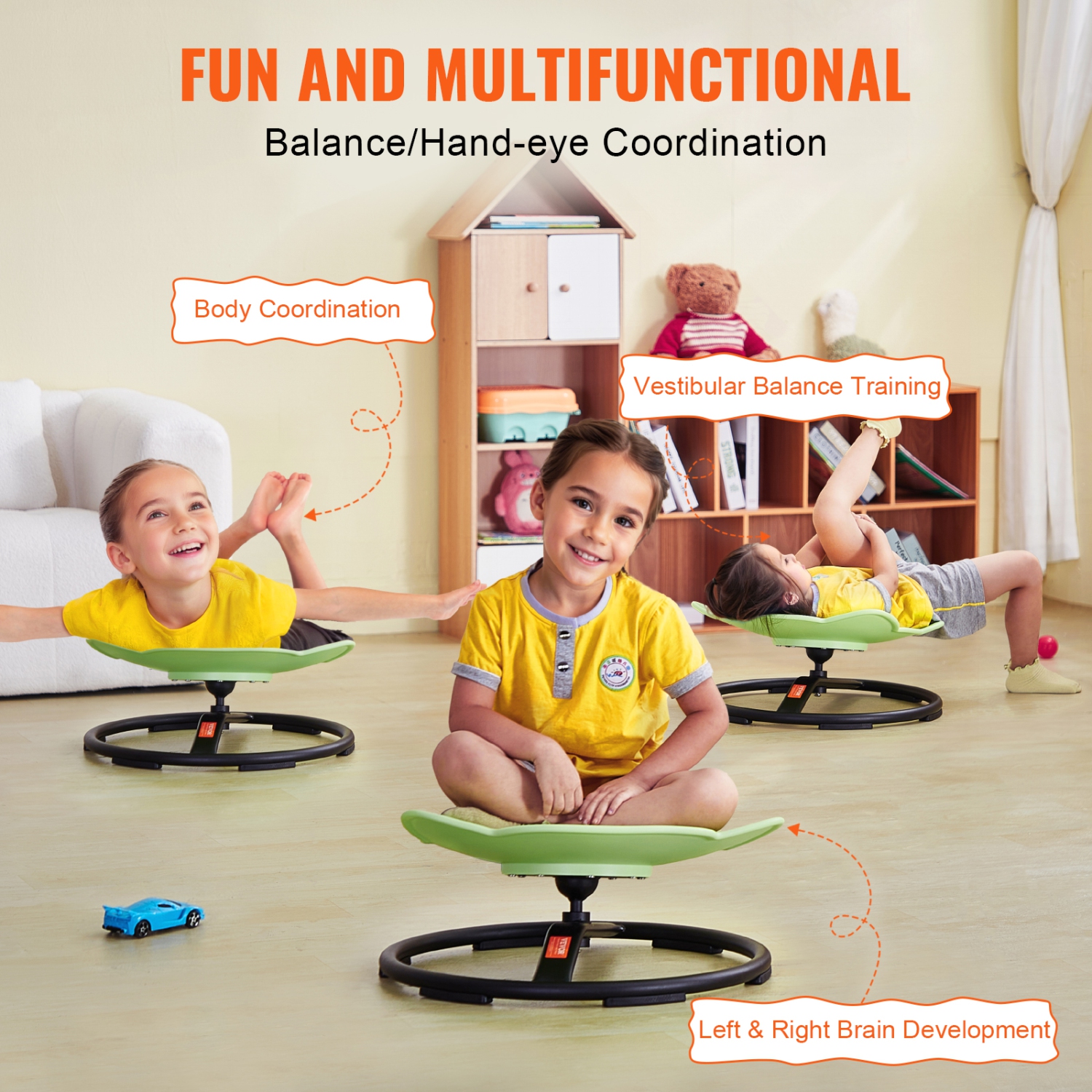 VEVOR 220 LBS Elephant Kids Swivel Chair, Capacity, 360°Spinning Chair, Autistic Kids Sensory Toy Chair with Non-Slip Metal Base, Toddler Sit and