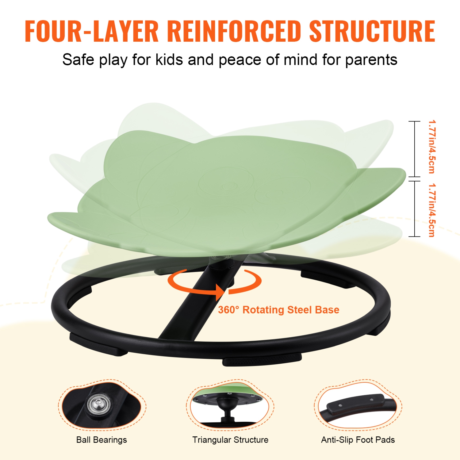 VEVOR 220 LBS Elephant Kids Swivel Chair, Capacity, 360°Spinning Chair, Autistic Kids Sensory Toy Chair with Non-Slip Metal Base, Toddler Sit and