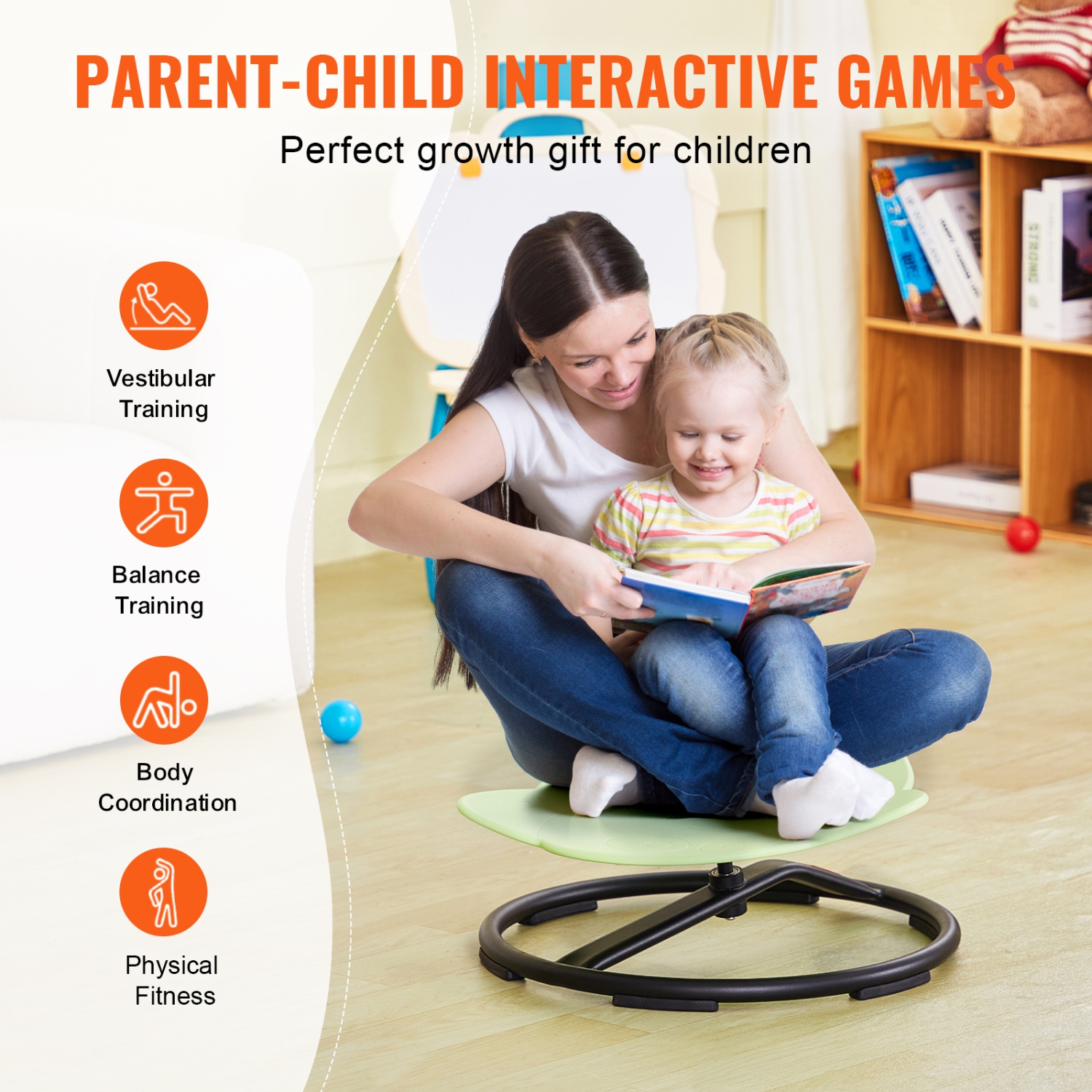 VEVOR 220 LBS Elephant Kids Swivel Chair, Capacity, 360°Spinning Chair, Autistic Kids Sensory Toy Chair with Non-Slip Metal Base, Toddler Sit and